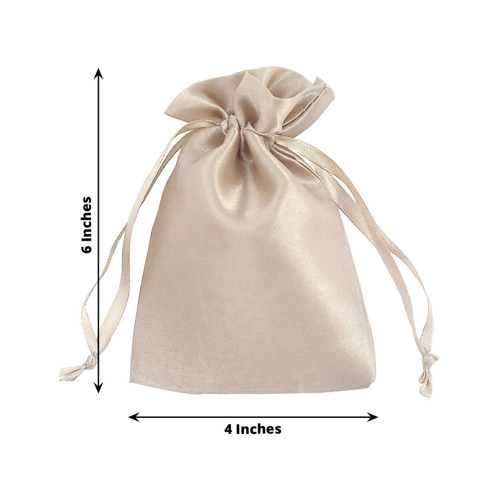 12 Pack 4x6 Beige Satin Drawstring Wedding Party Favor Gift Bags