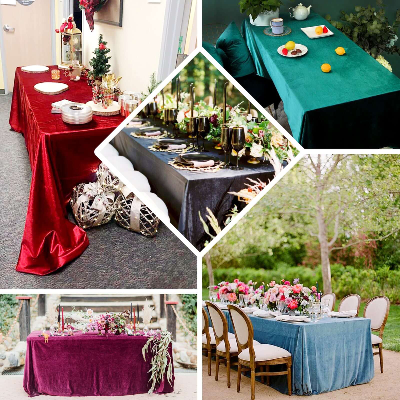 Premium Crushed Velvet 90x132 Rectangle Tablecloth Fuchsia - Reusable Soft & Seamless Table Cover