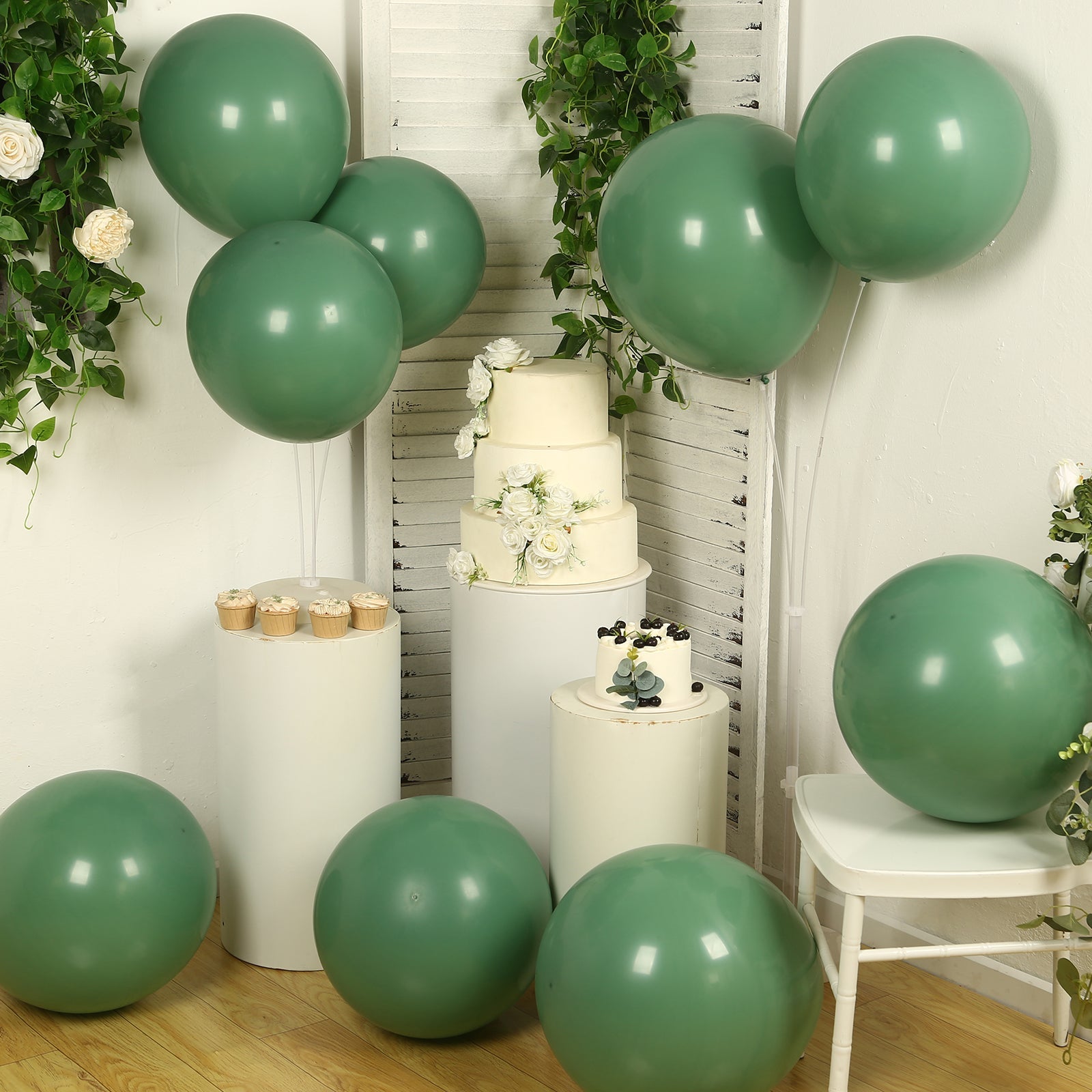 10 Pack Matte Pastel Dusty Sage Green Biodegradable Balloons 18, Round Eco-friendly Thick Latex Party Balloons