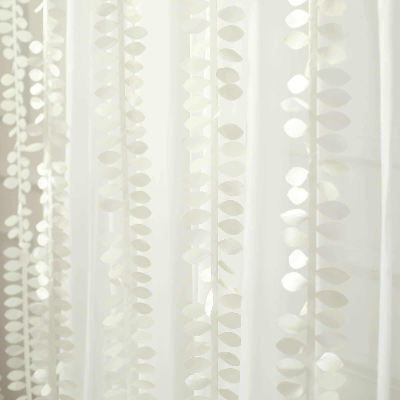 Taffeta Ribbon Sash with 4 Leaf Petal Design Ivory 50ft - Sophisticated Artificial Fabric Garland