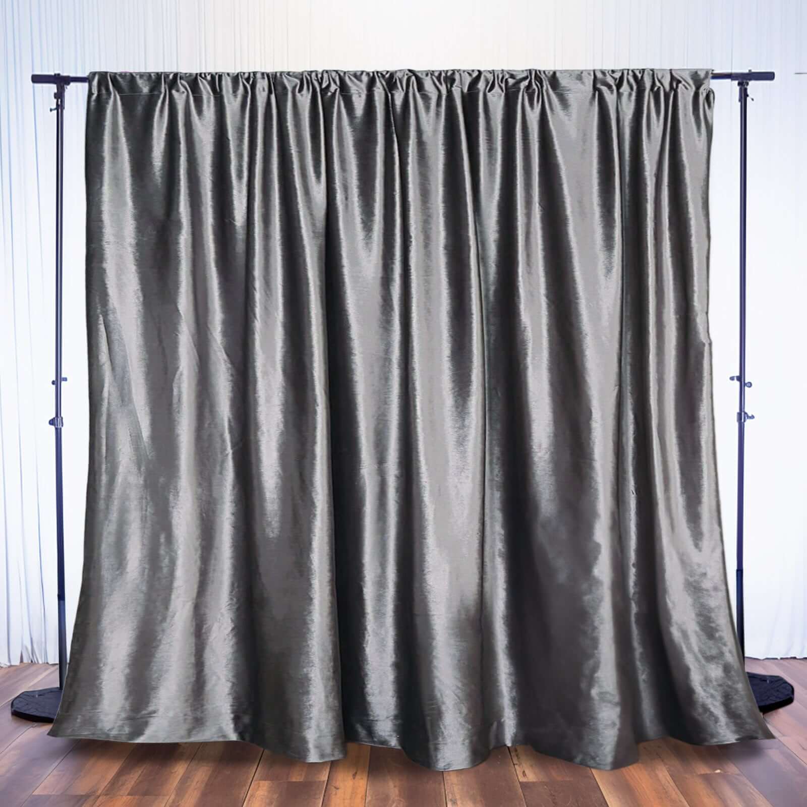 8ftx8ft Charcoal Gray Premium Smooth Velvet Event Curtain Drapes, Privacy Backdrop Event Panel with Rod Pocket