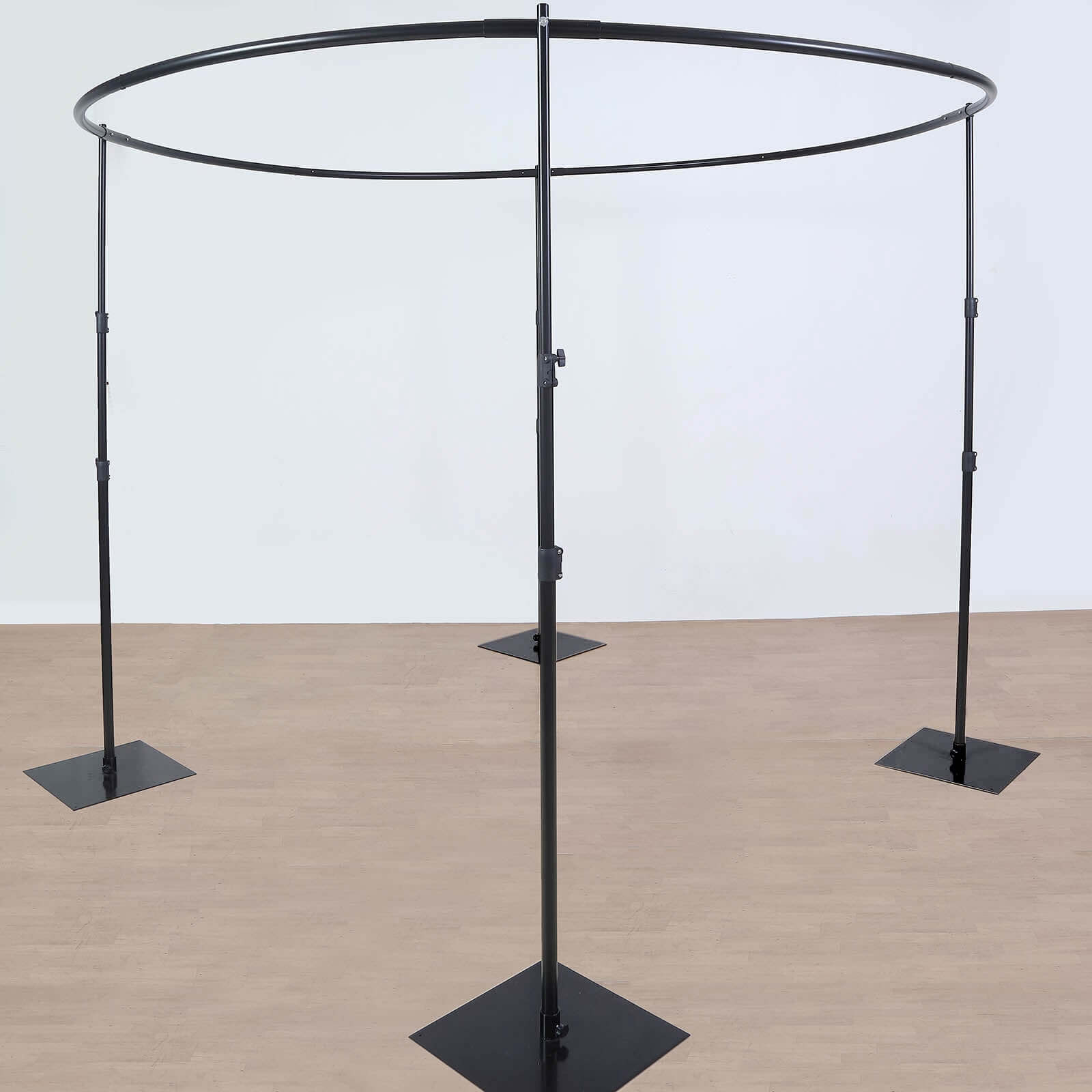 10ft Adjustable 4-Post Round Black Metal Backdrop Stand Canopy, Circular Wedding Event Arch Frame Chuppah