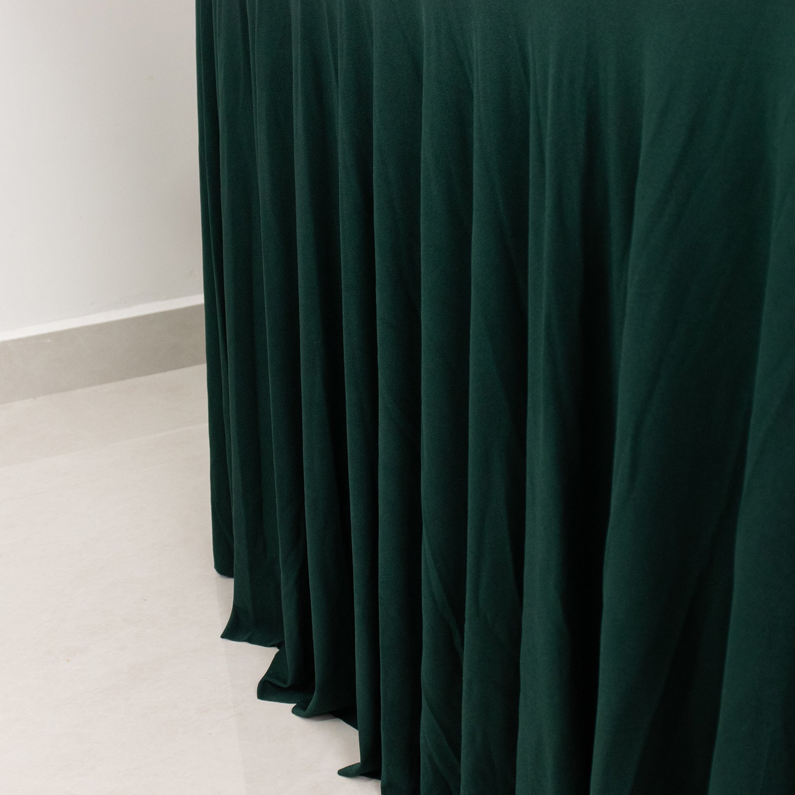 Spandex Rectangle 72x30 Table Skirt Hunter Emerald Green with Wavy Skirt-Like Effect Table Cover