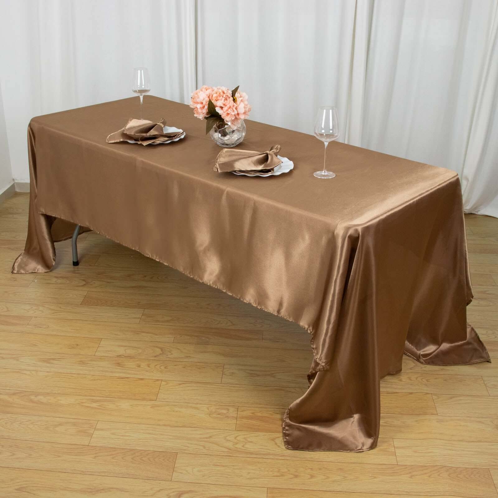 Satin Rectangular 60x126 Tablecloth Taupe - Smooth and Lustrous Table Cover