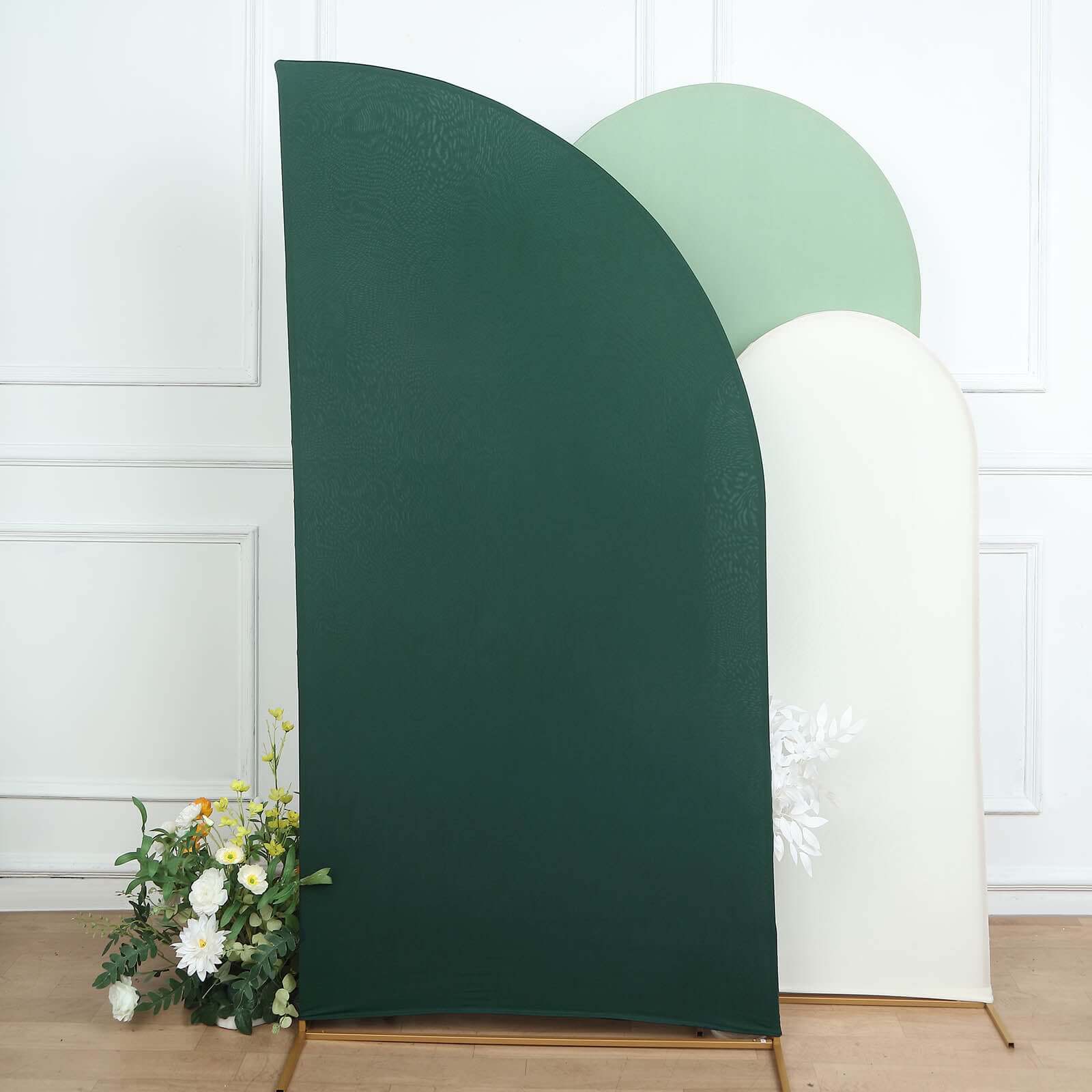 7ft Matte Hunter Emerald Green Spandex Half Moon Chiara Backdrop Stand Cover, Custom Fitted Wedding Arch Cover