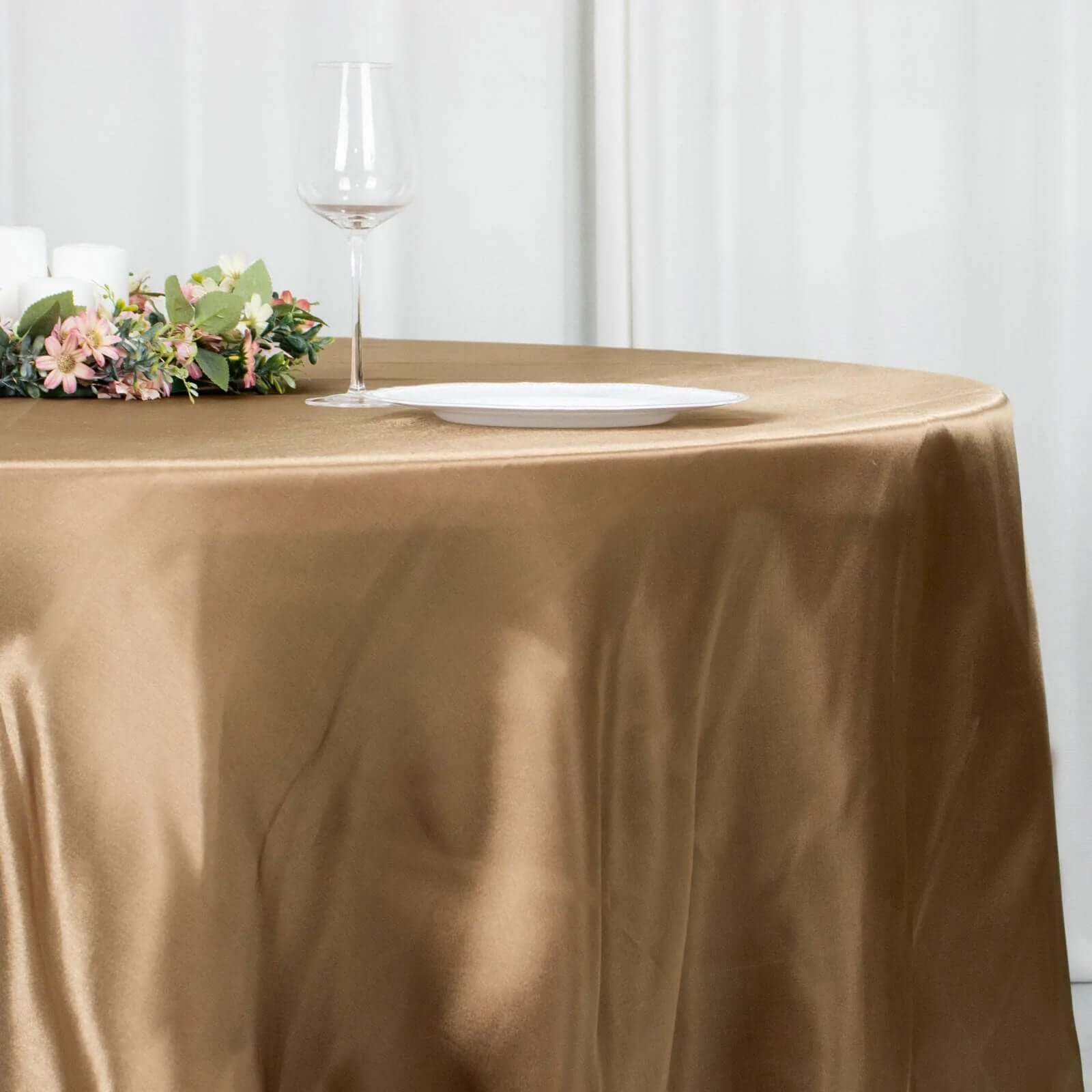 Satin 108 Round Tablecloth Taupe - Smooth and Lustrous Table Cover