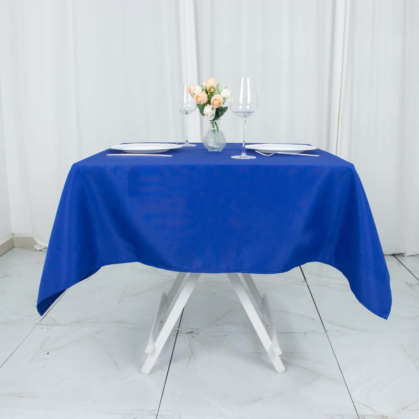 Premium Polyester 54x54 Square Tablecloth Royal Blue - Stain and Wrinkle-Resistant 220GSM Table Cover