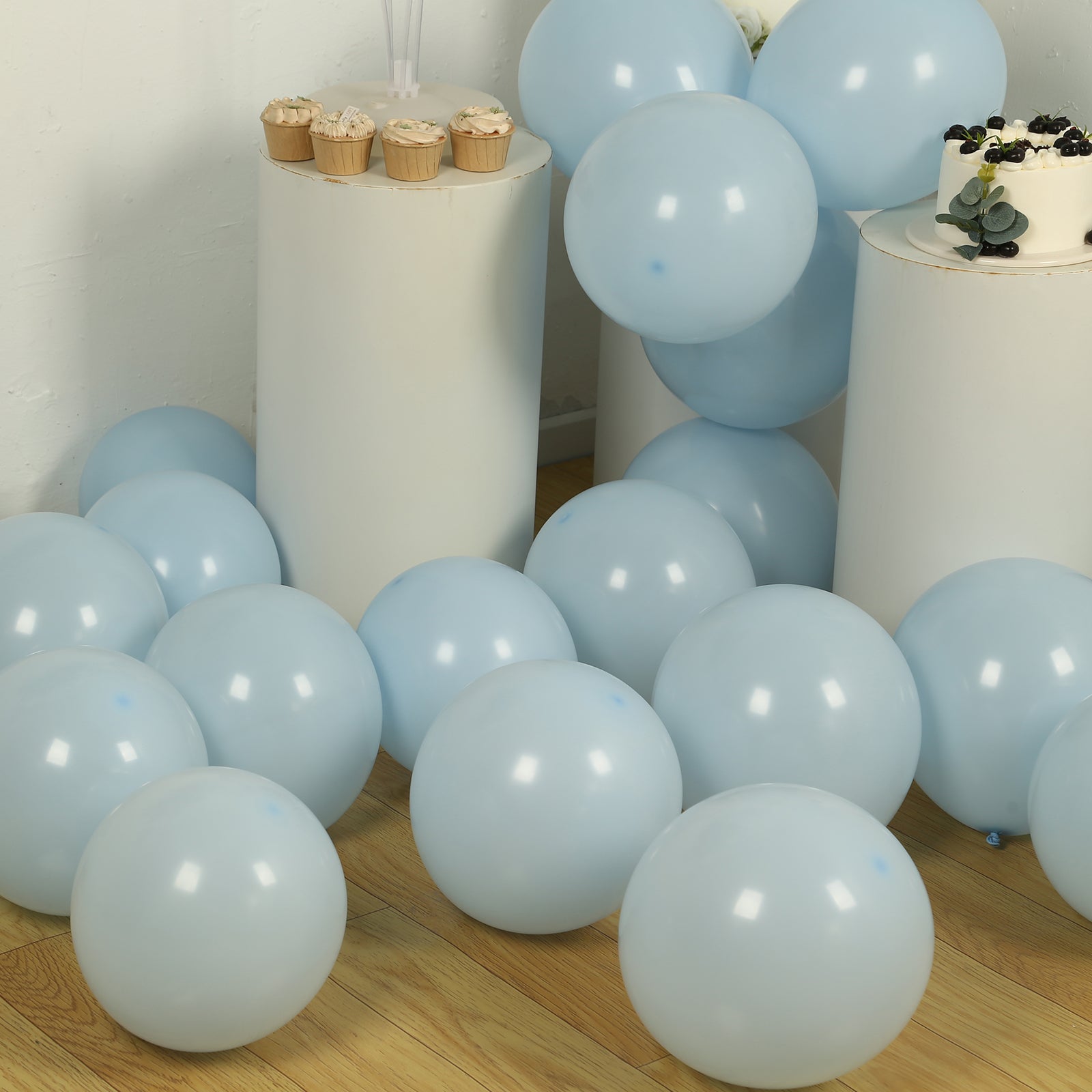 50 Pack Matte Pastel Ice Blue Biodegradable Balloons 12, Round Eco-friendly Thick Latex Party Balloons