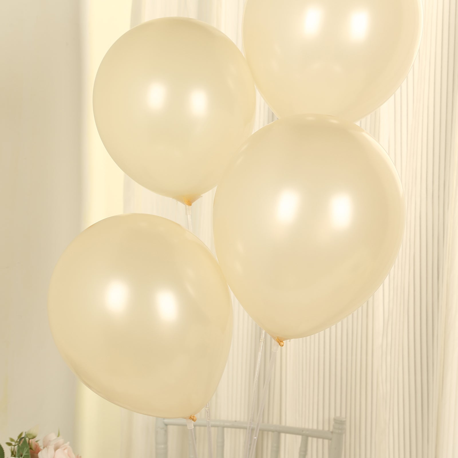 50 Pack Matte Pastel Cream Biodegradable Balloons 12, Round Eco-friendly Thick Latex Party Balloons