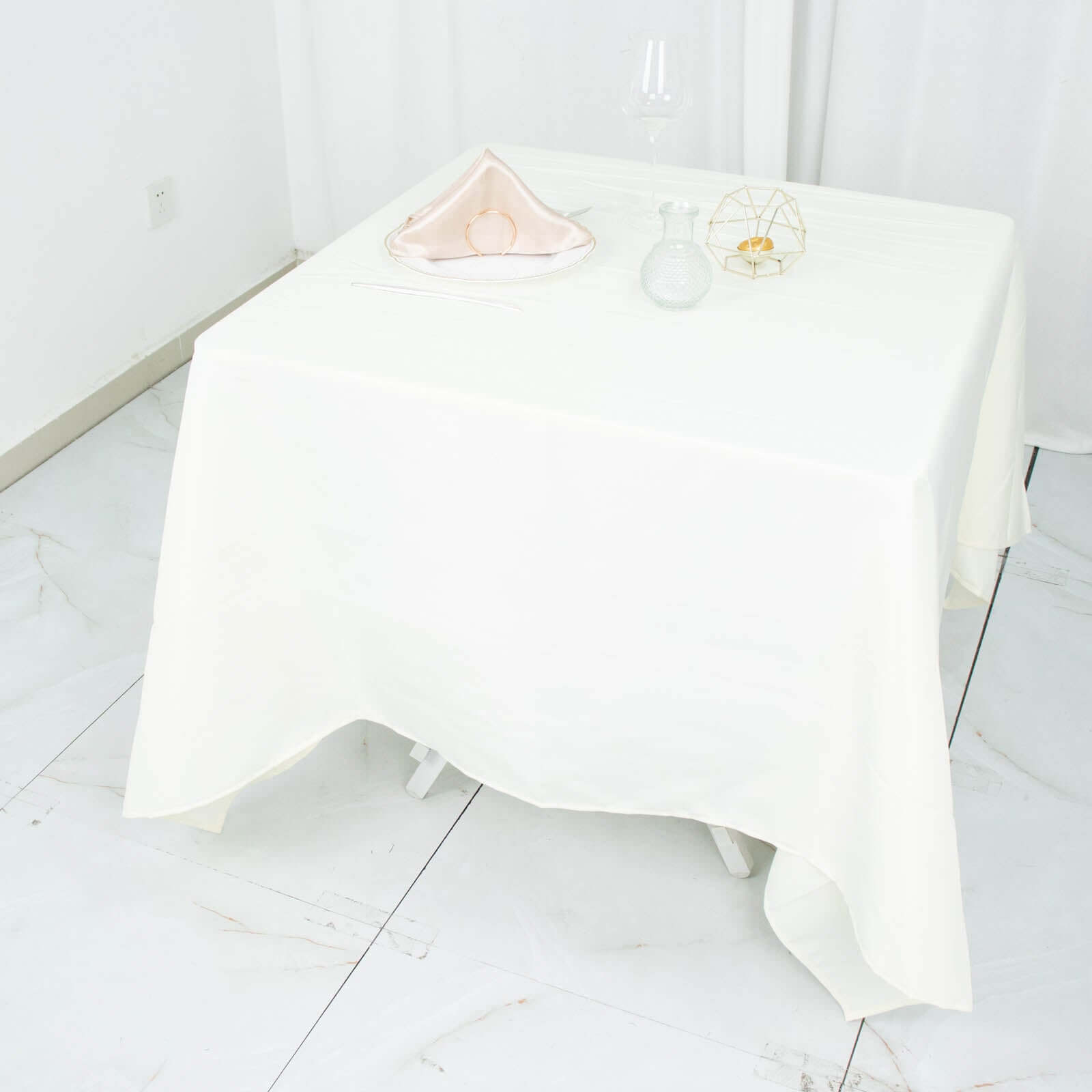 Premium Polyester Square Tablecloth 70x70 Ivory 220GSM Wrinkle-Resistant Table Cover