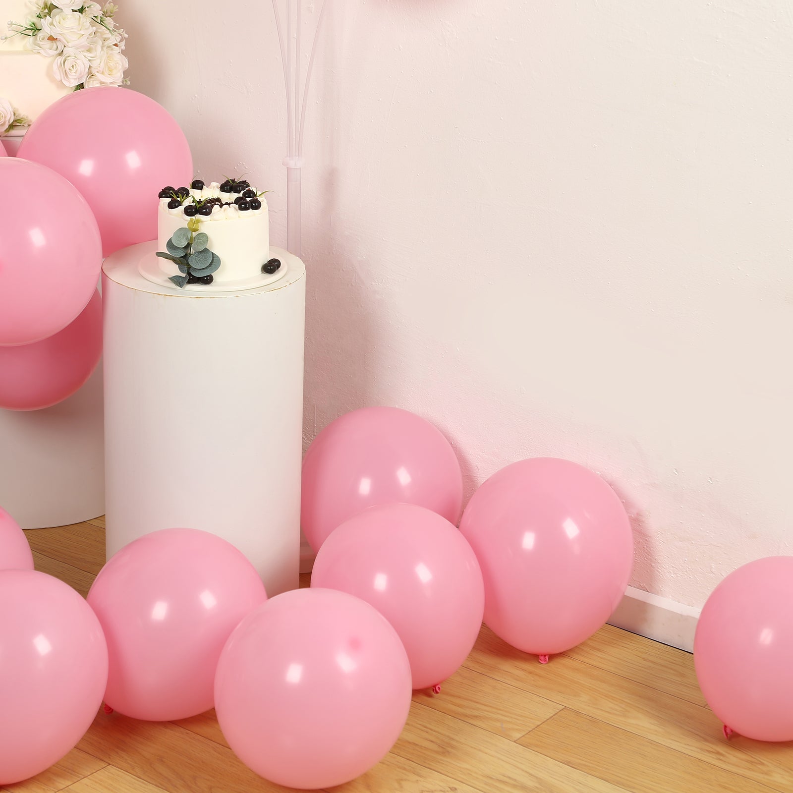 50 Pack Matte Pastel Pink Biodegradable Balloons 12, Round Eco-friendly Thick Latex Party Balloons