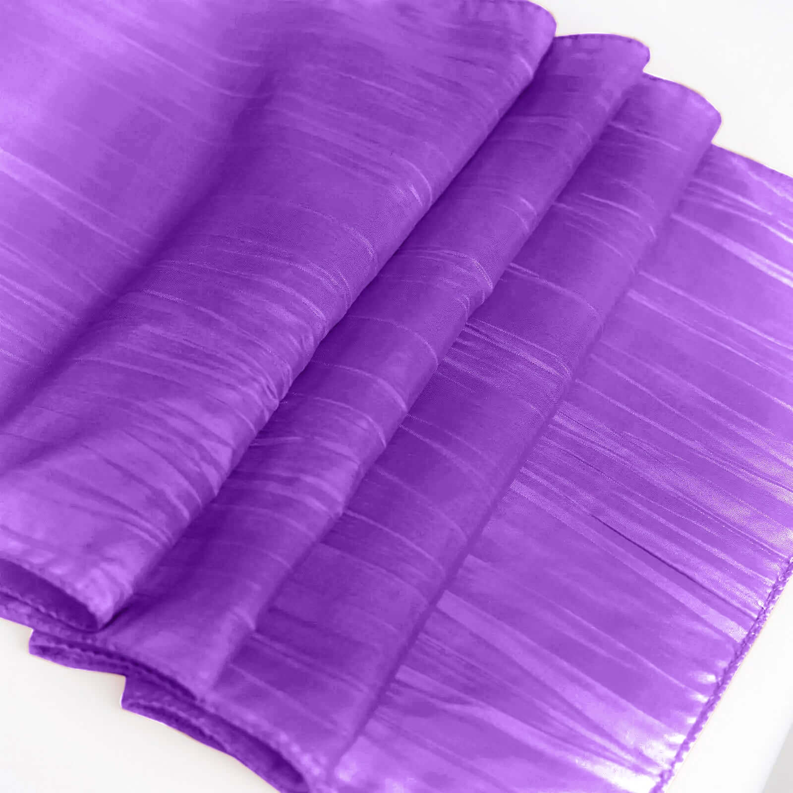 Taffeta 12x108 Table Runner Purple - Accordion Crinkle Design