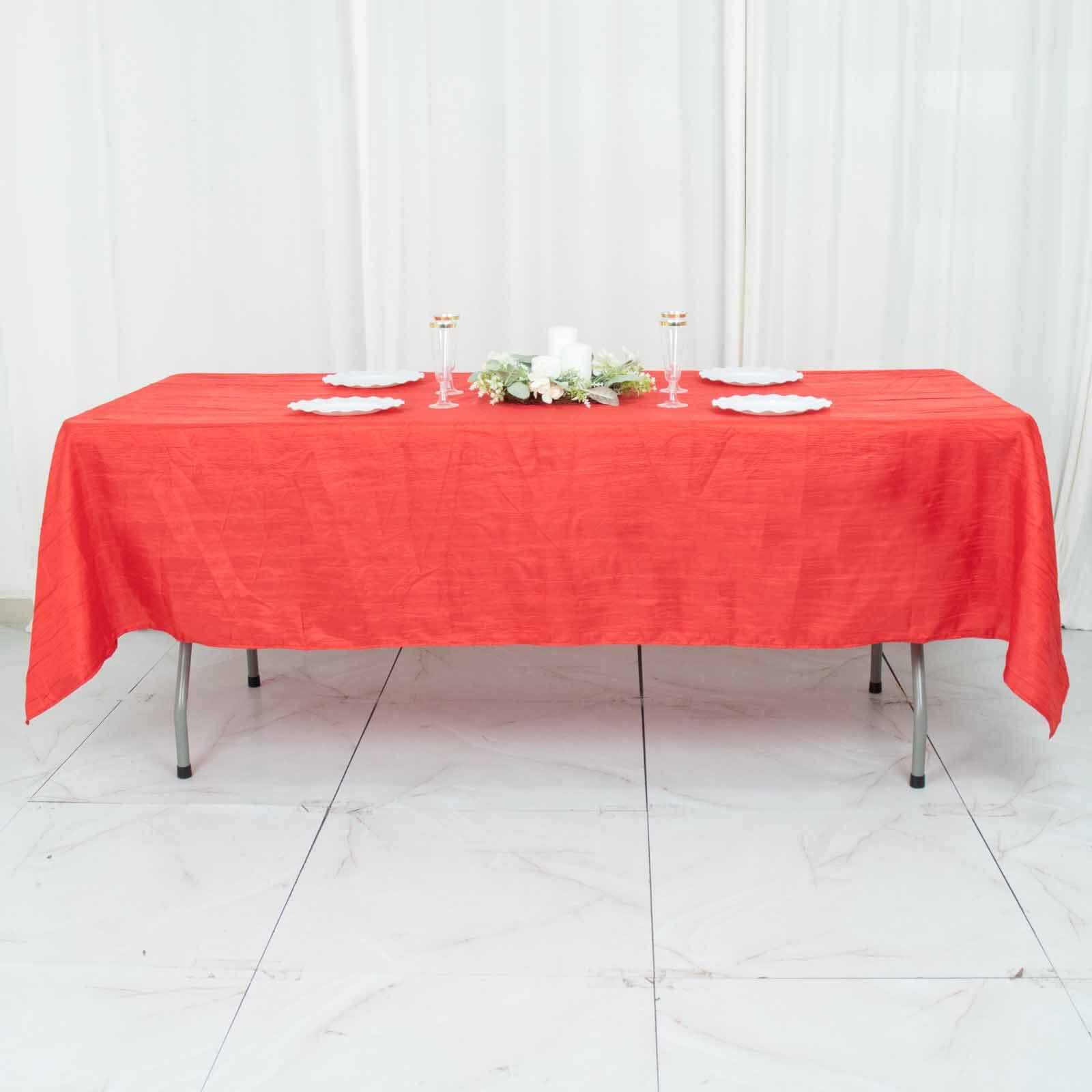 Taffeta 60x102 Rectangle Tablecloth Red - Accordion Crinkle Table Cover