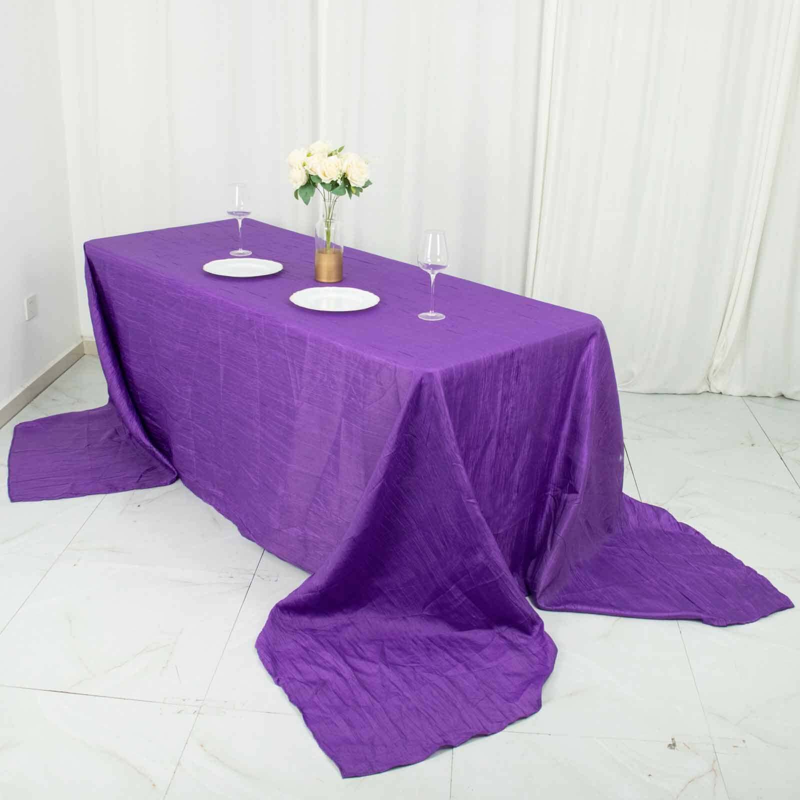 Taffeta 90x156 Rectangle Tablecloth Purple - Accordion Crinkle Seamless Table Cover