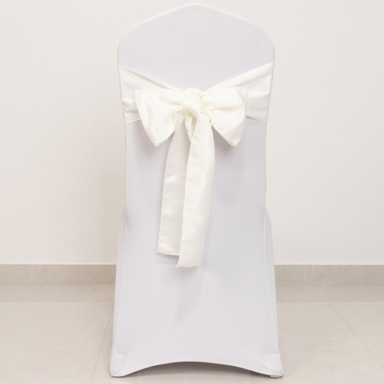 5 Pack Lamour Satin 6x106 Chair Sashes Ivory - Stylish Reusable Decorative Bows