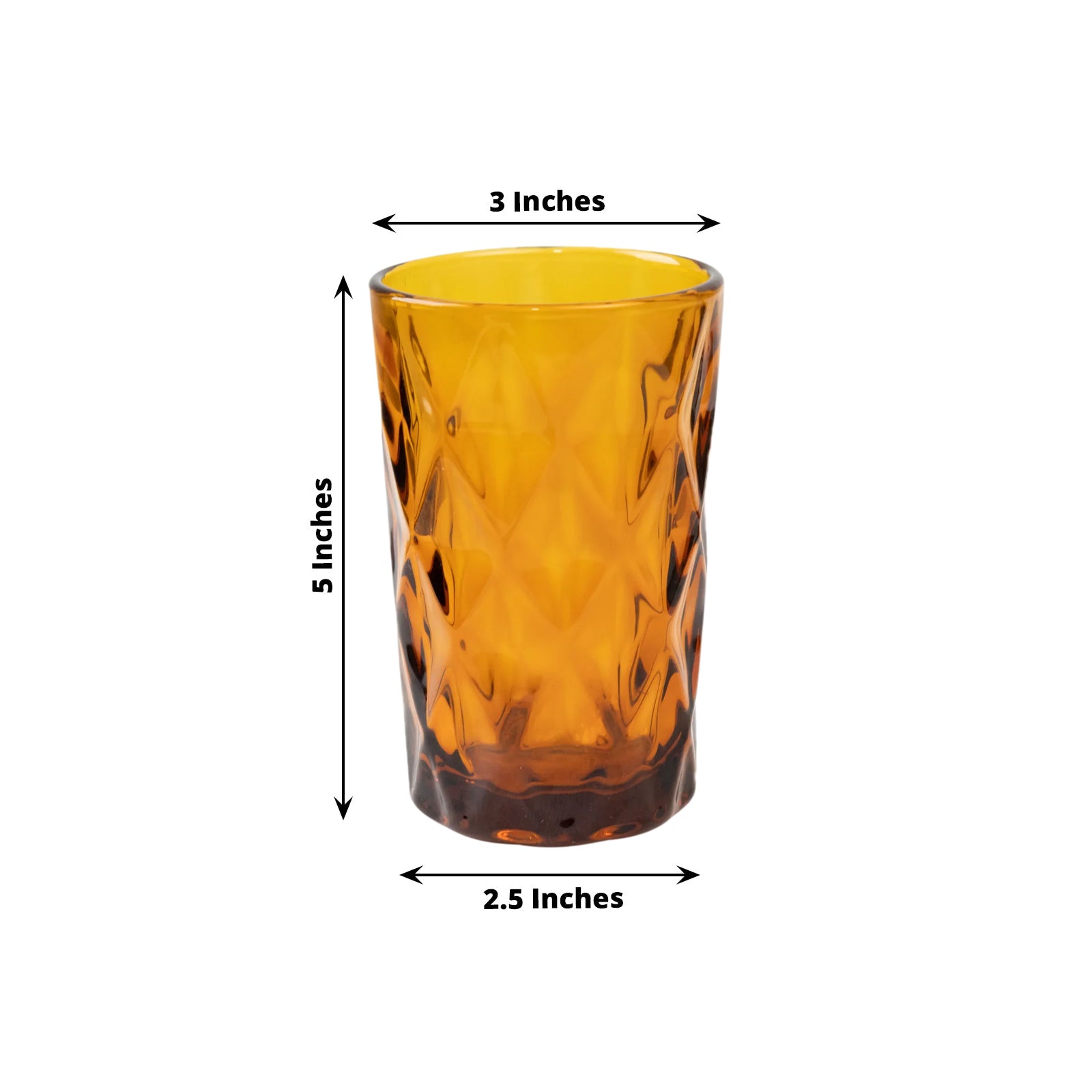 6-Pack Whiskey Glasses Amber Gold Textured Crystal Cut Design with Heavy Base - Transparent Highball Tumblers for Parties & Events 12oz 5