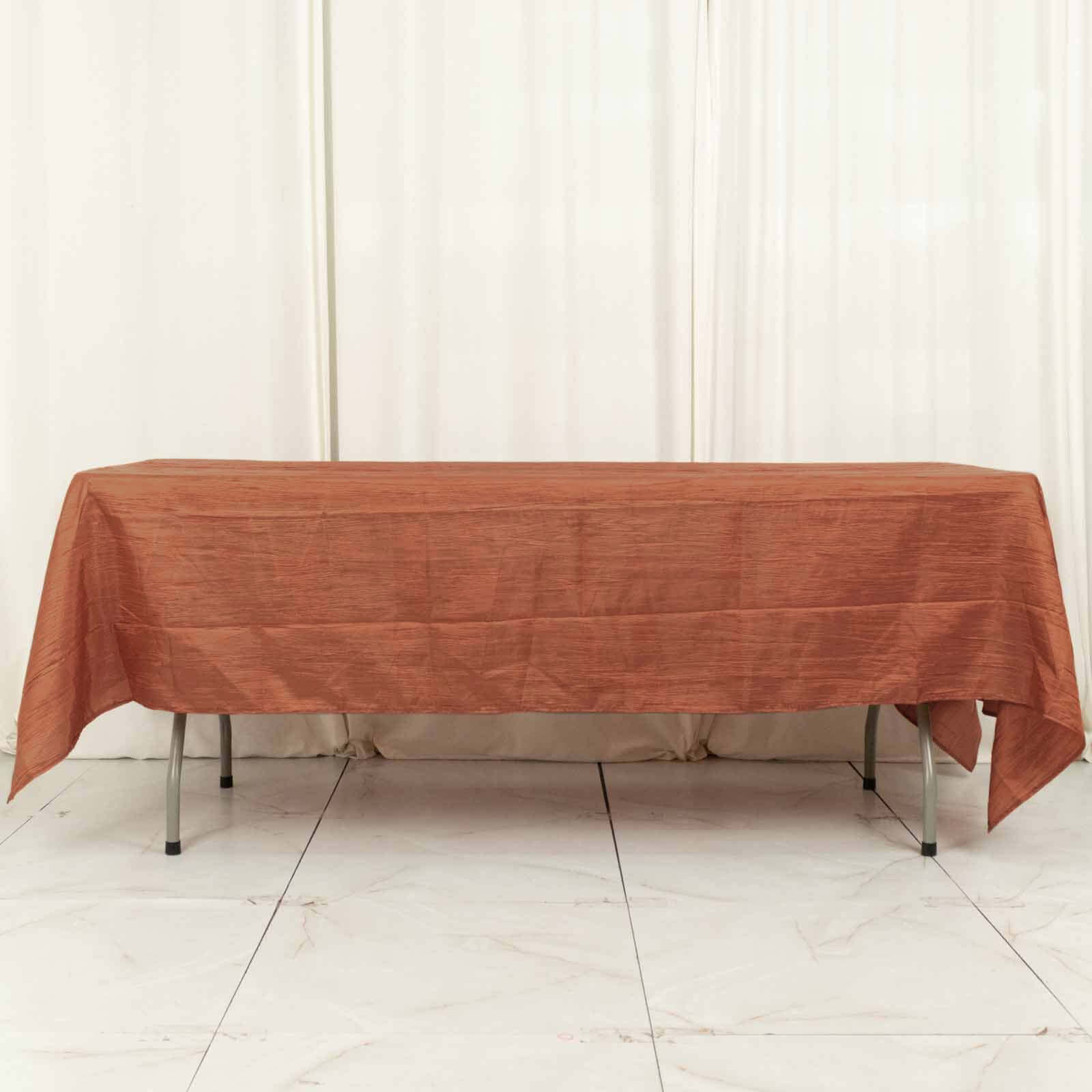Taffeta 60x102 Rectangle Tablecloth Terracotta (Rust) - Accordion Crinkle Table Cover