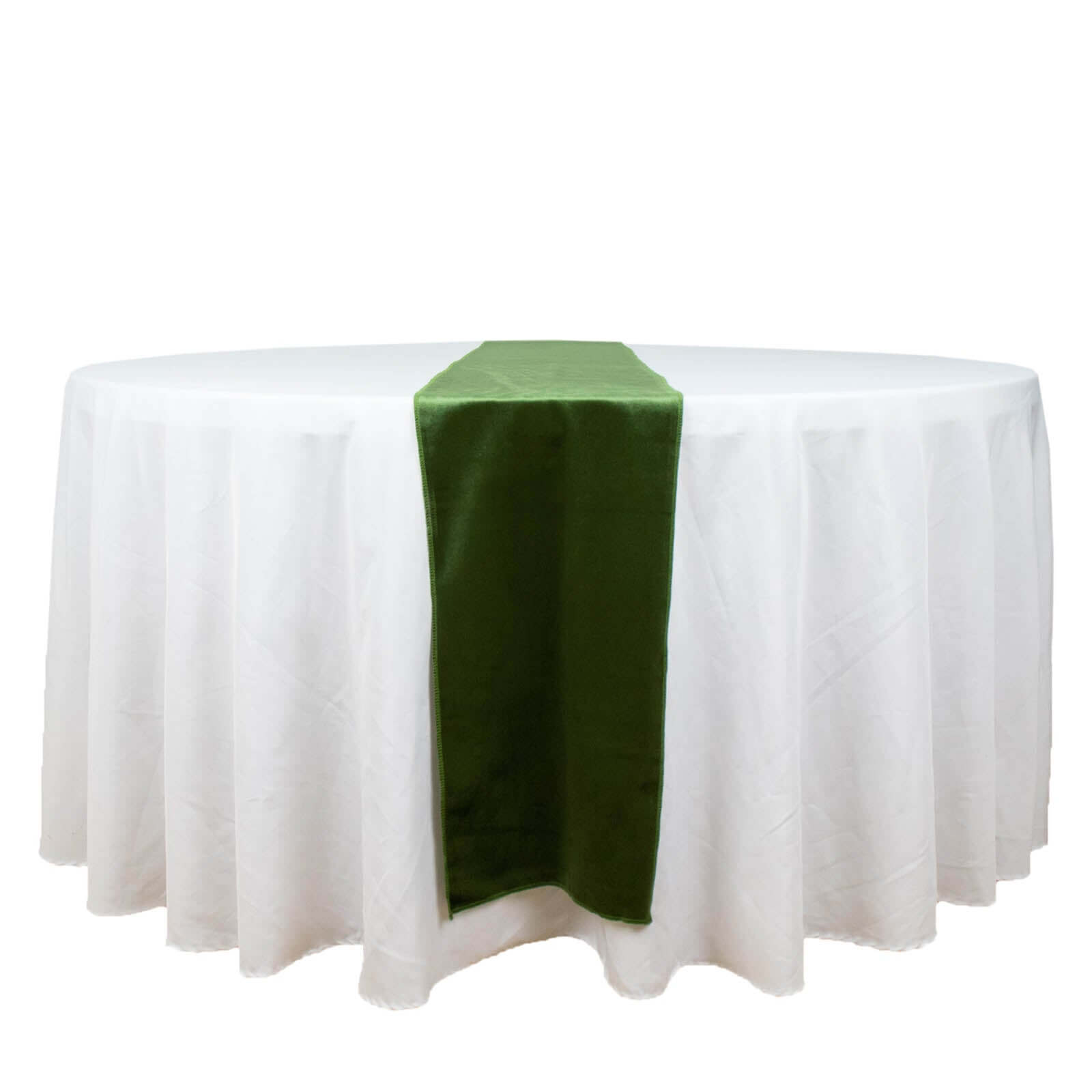 Premium Velvet 12x108 Table Runner Olive Green - Sheen Finish Reusable Table Decor