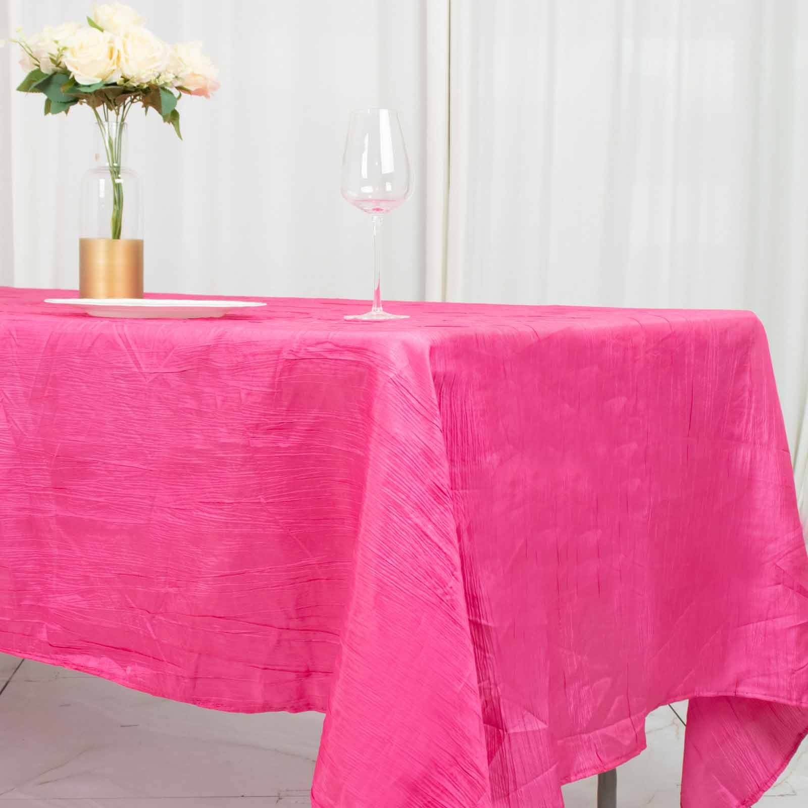 Taffeta 60x102 Rectangle Tablecloth Fuchsia - Accordion Crinkle Table Cover
