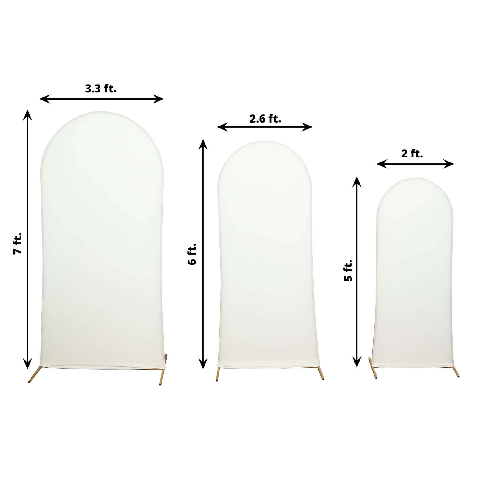 Set of 3 Matte Ivory Spandex Fitted Chiara Backdrop Stand Cover For Round Top Wedding Arch - 5ft, 6ft, 7ft