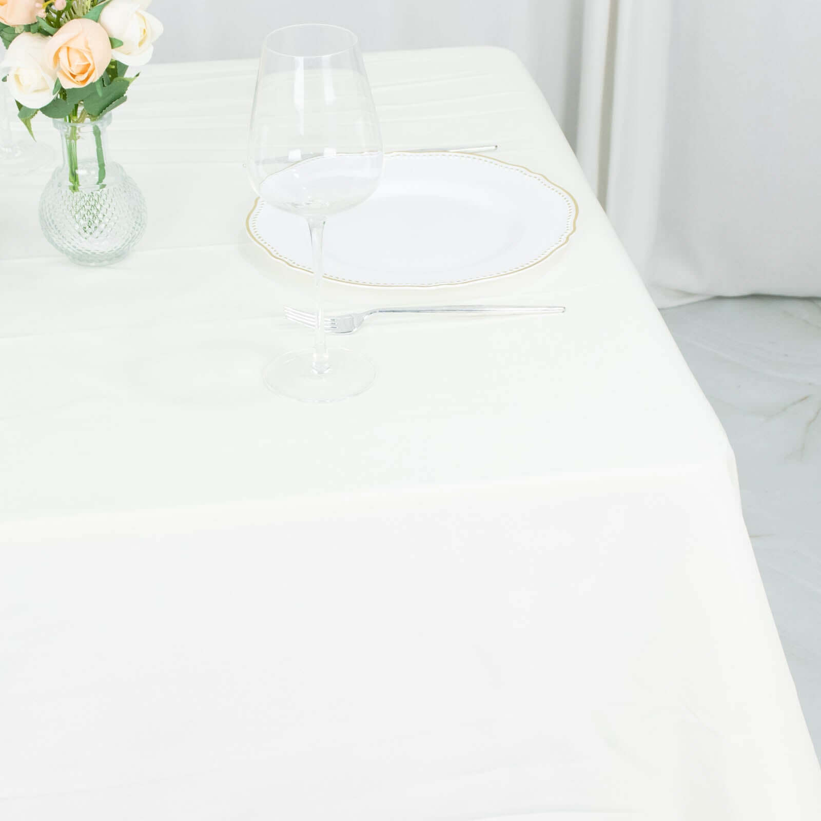 Premium Polyester Square Tablecloth 70x70 Ivory 220GSM Wrinkle-Resistant Table Cover