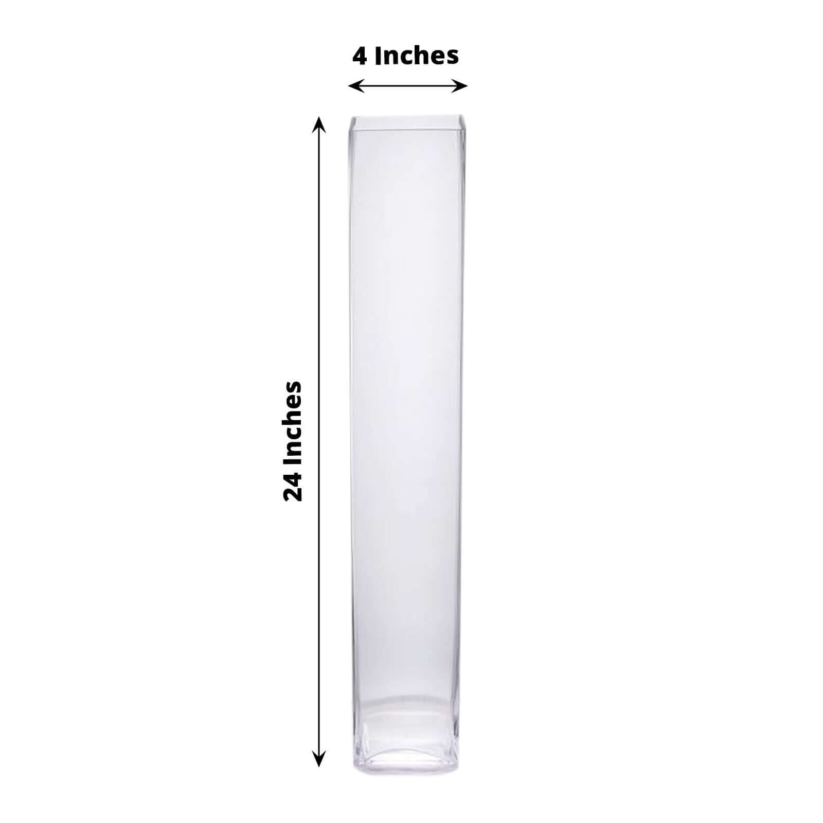 6-Pack Glass Cylinder Vases Square Clear - Durable Heavy Duty Floral Centerpieces for Weddings 24