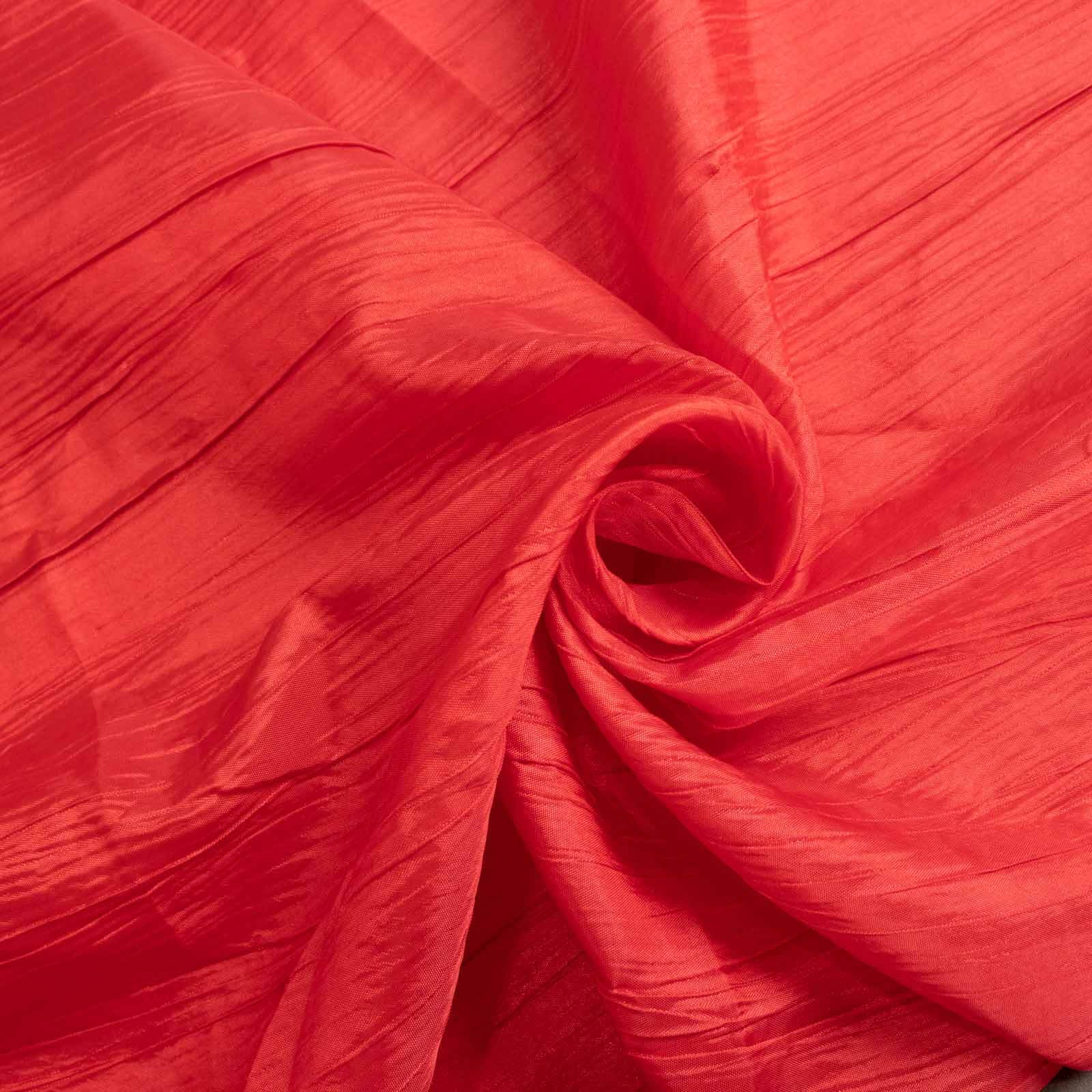 Taffeta 132 Round Tablecloth Red - Seamless Accordion Crinkle Table Cover