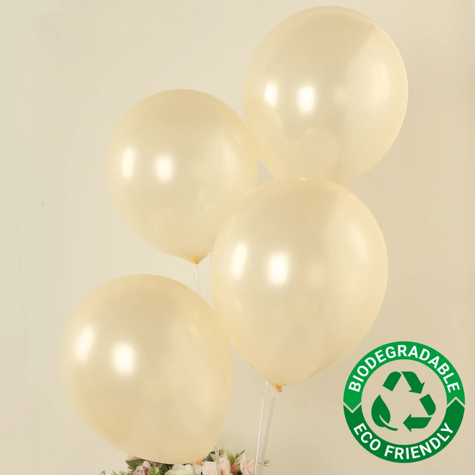 50 Pack Matte Pastel Cream Biodegradable Balloons 12, Round Eco-friendly Thick Latex Party Balloons