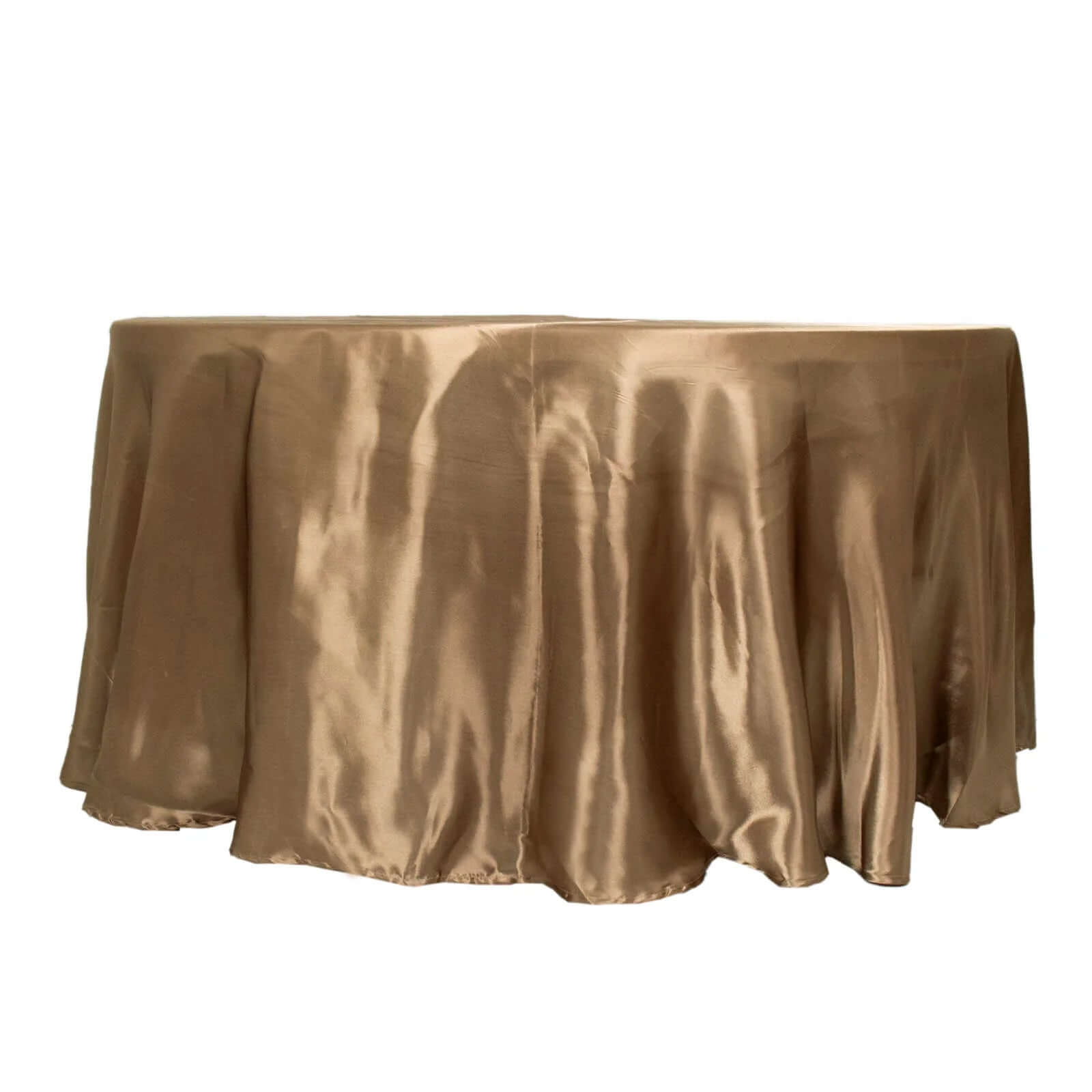 Satin 120 Round Tablecloth Taupe - Stylish Seamless Table Cover