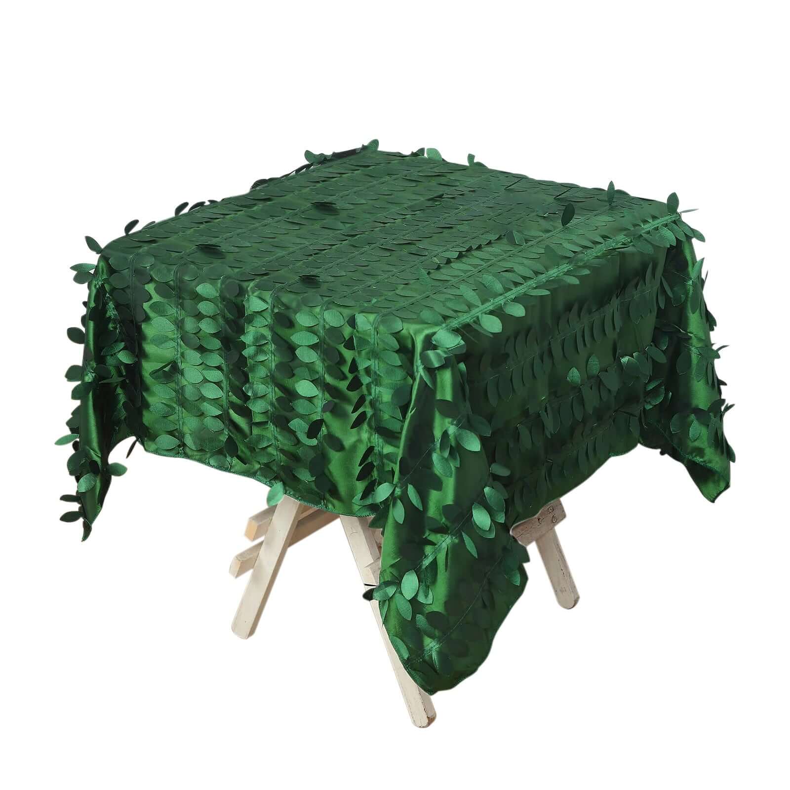 Taffeta 54x54 Square Tablecloth Green 3D Leaf Petal Table Cover