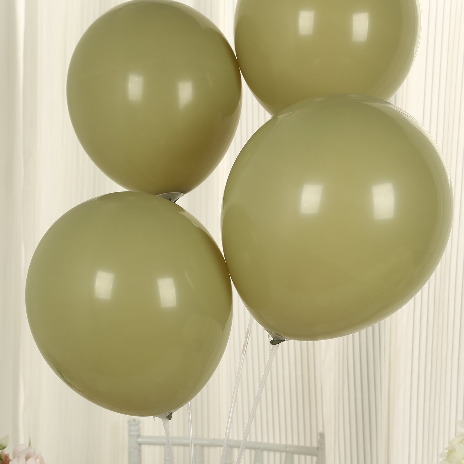 50 Pack Matte Pastel Olive Green Biodegradable Balloons 12, Round Eco-friendly Thick Latex Party Balloons