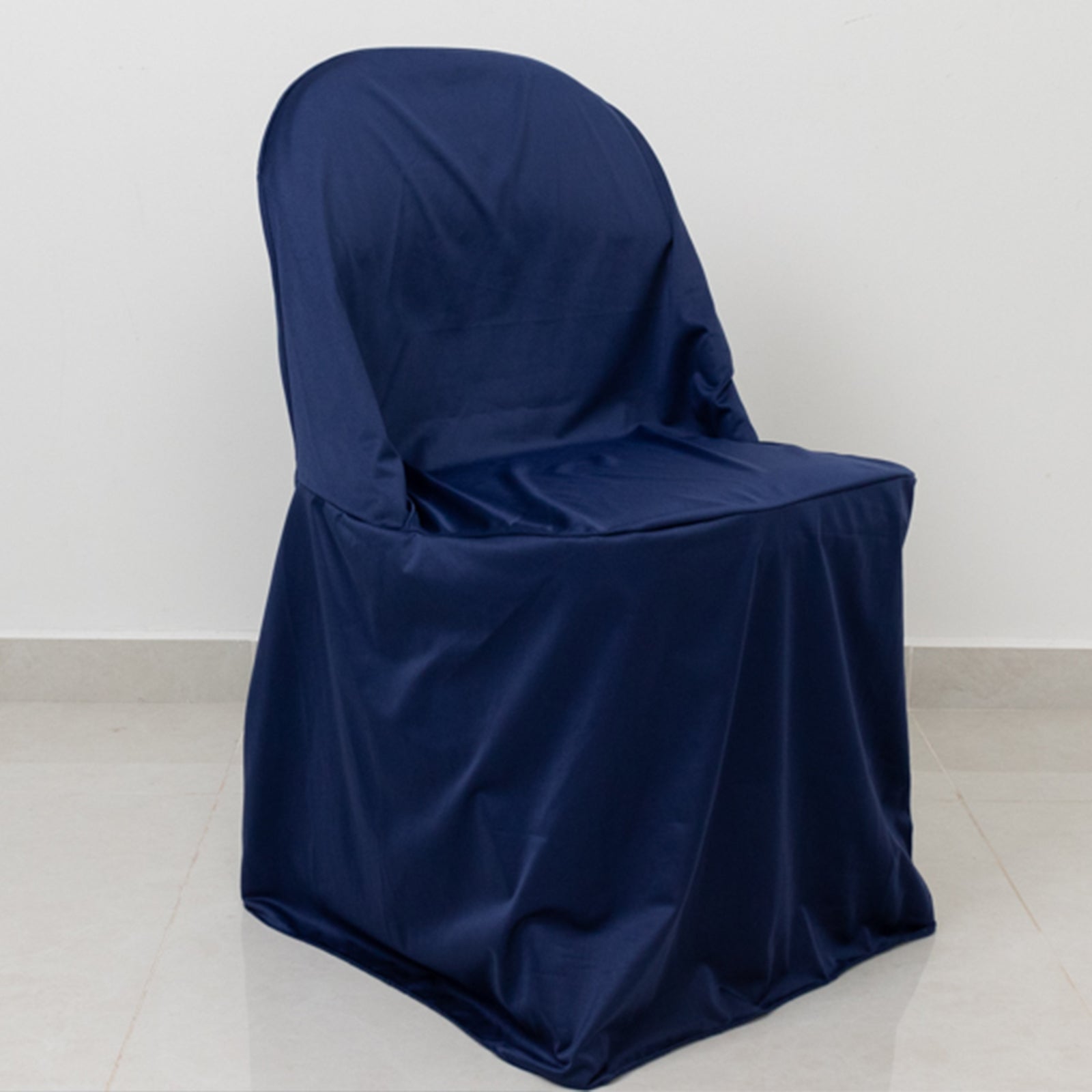 Premium Scuba Stretch Folding Chair Cover Navy Blue - Wrinkle Free & Durable Slipcover