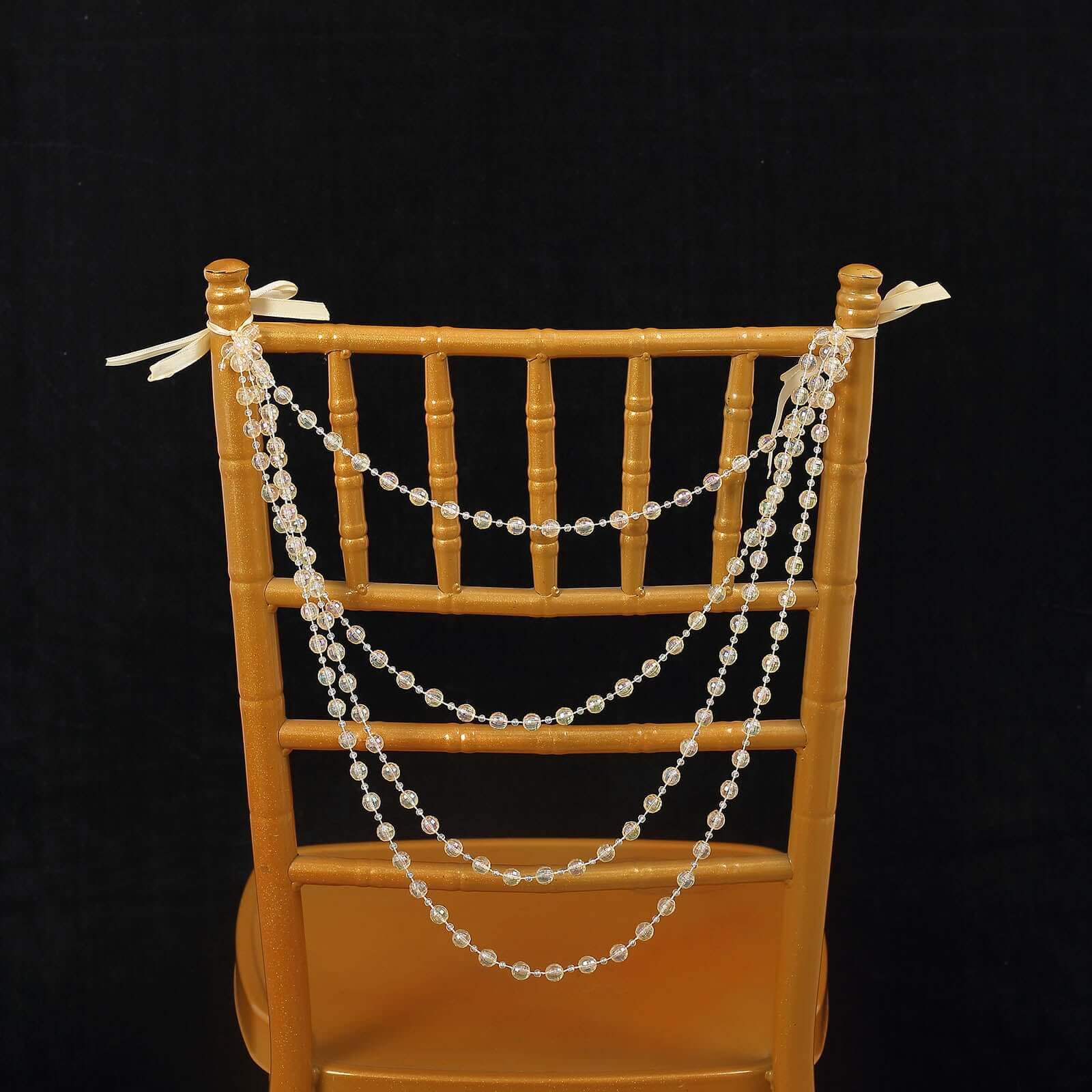 Faux Pearl Beaded 16 Chair Back Garland Sash Amber Gatsby-Inspired Style - Pre-Tied Chic Wedding Decor for Chiavari Chairs