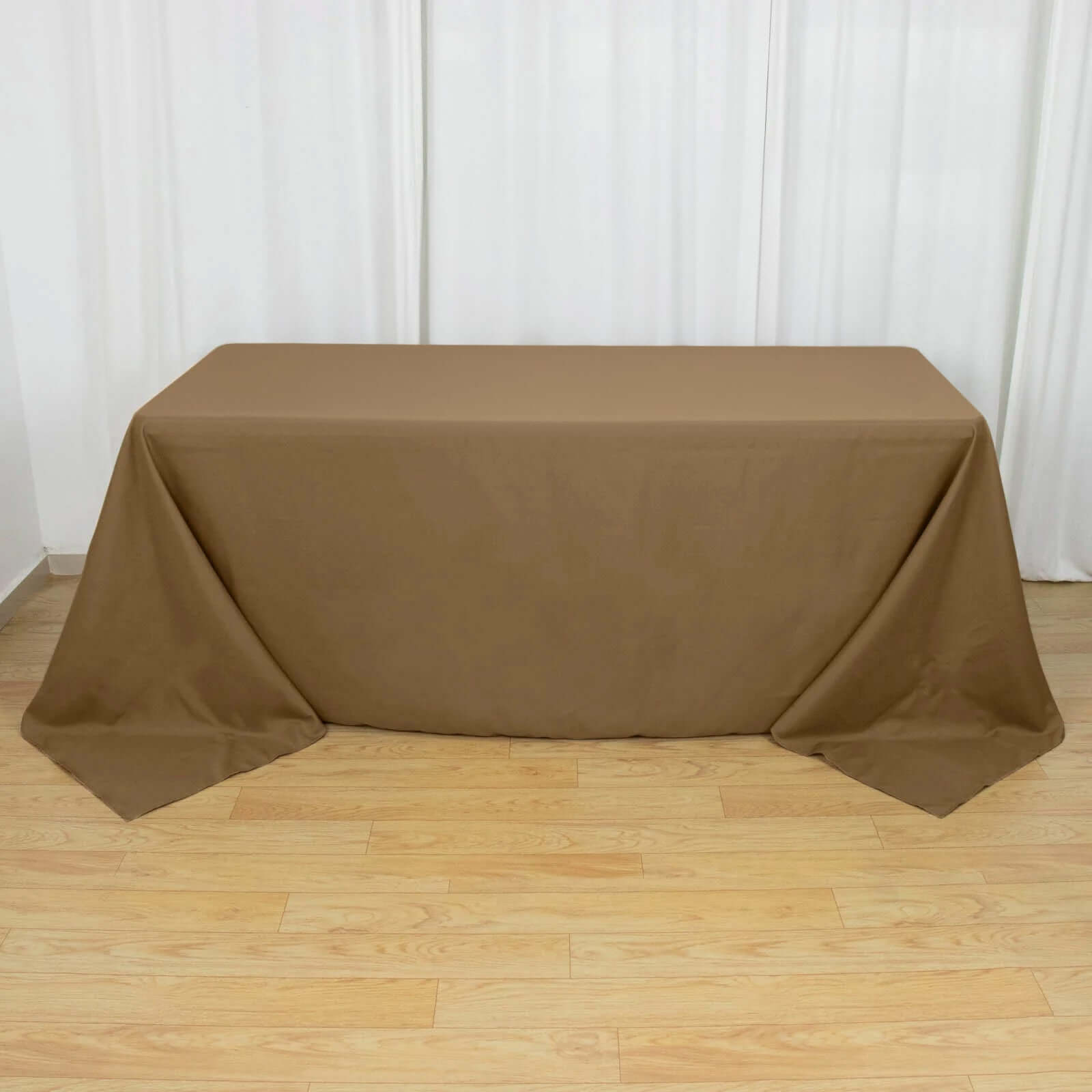 Polyester 90x132 Rectangle Tablecloth Taupe - Seamless Wrinkle-Resistant Table Cover