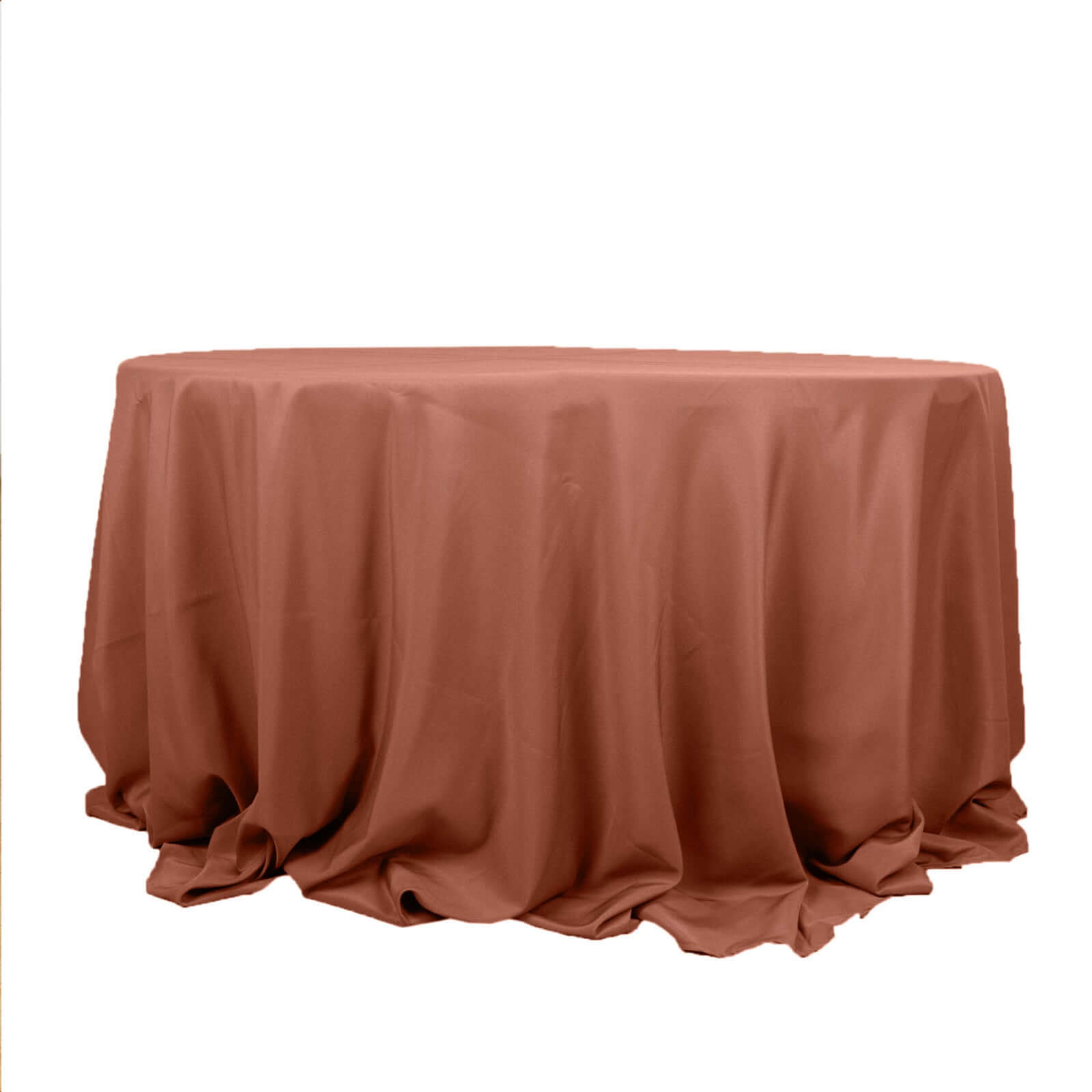 Premium Polyester 132 Round Tablecloth Terracotta (Rust) - Seamless 220GSM Wrinkle-Resistant Table Cover