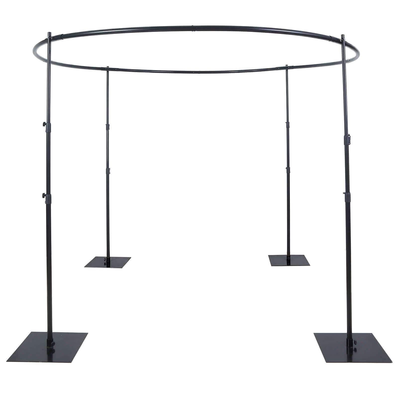 10ft Adjustable 4-Post Round Black Metal Backdrop Stand Canopy, Circular Wedding Event Arch Frame Chuppah