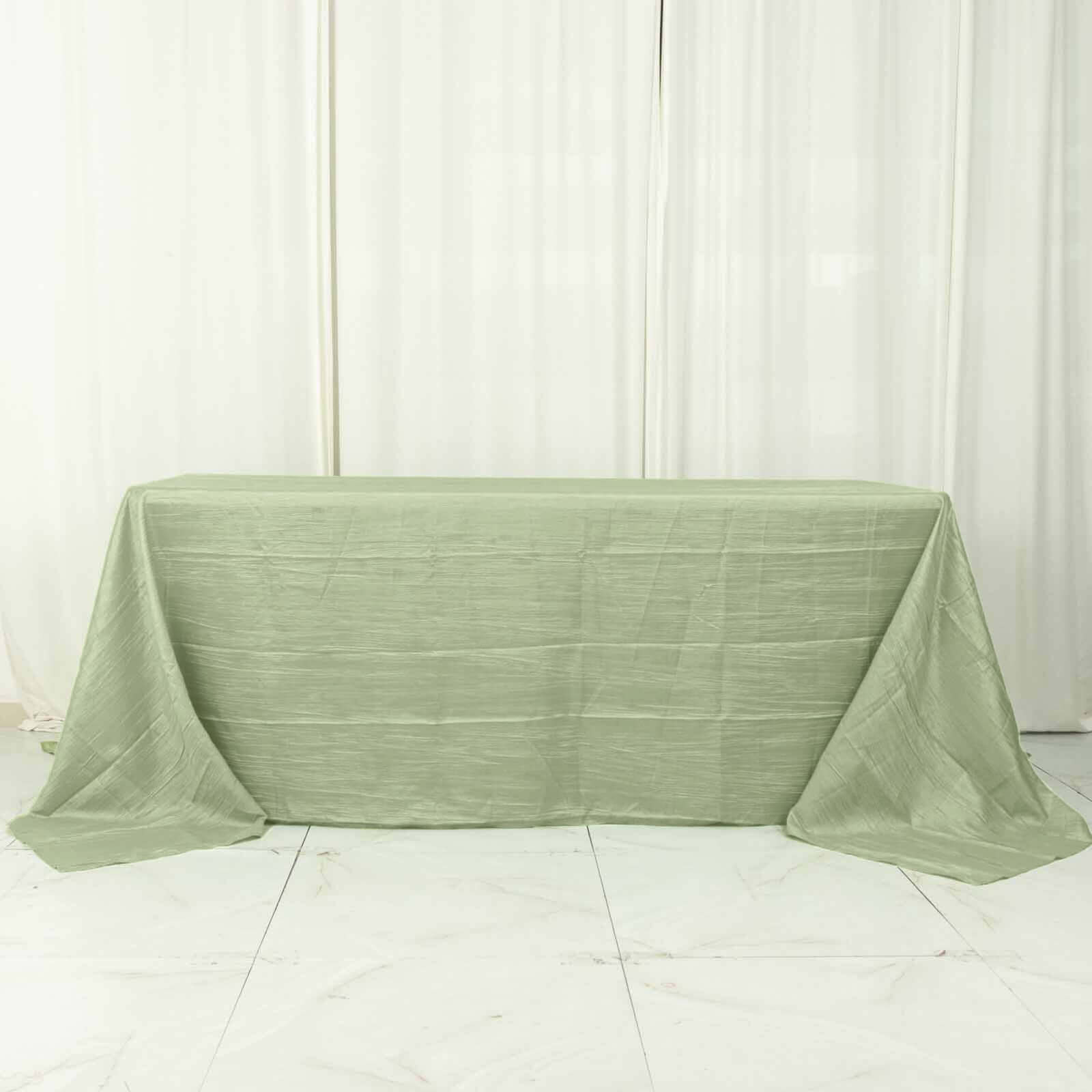 Taffeta 90x132 Rectangle Tablecloth Sage Green - Seamless Accordion Crinkle Table Cover