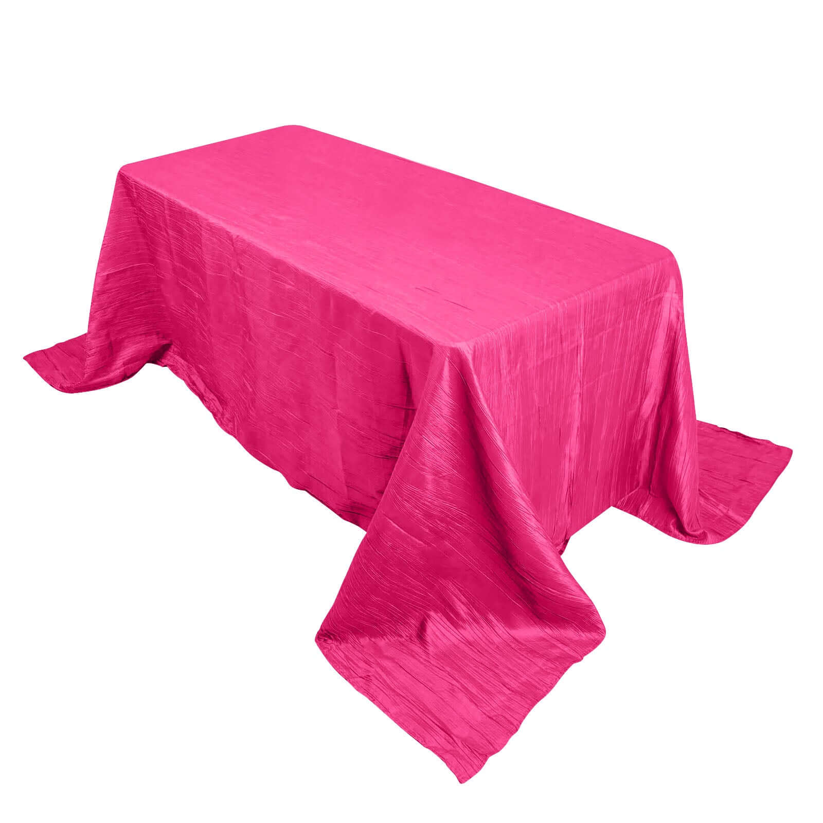 Taffeta 90x132 Rectangle Tablecloth Fuchsia - Seamless Accordion Crinkle Table Cover
