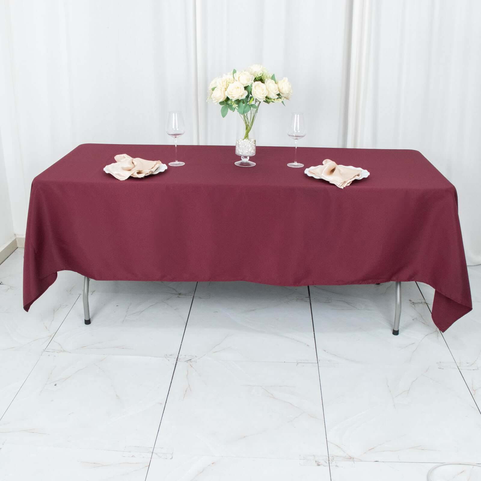 Premium Polyester 60x102 Rectangle Tablecloth Burgundy - Durable 220GSM Wrinkle-Resistant Table Cover