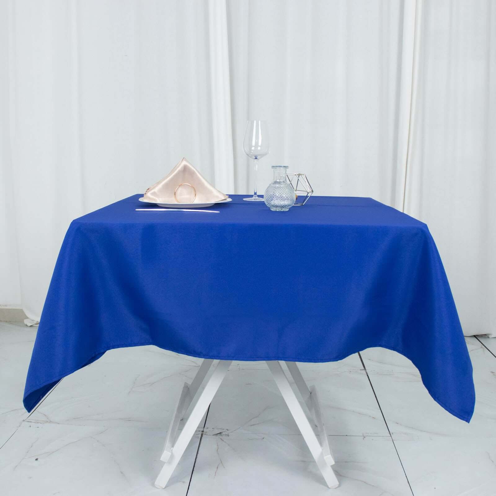 Premium Polyester 54x54 Square Tablecloth Royal Blue - Stain and Wrinkle-Resistant 220GSM Table Cover