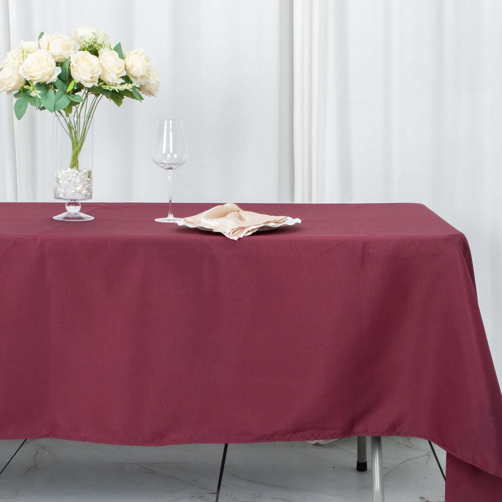 Premium Polyester 60x102 Rectangle Tablecloth Burgundy - Durable 220GSM Wrinkle-Resistant Table Cover