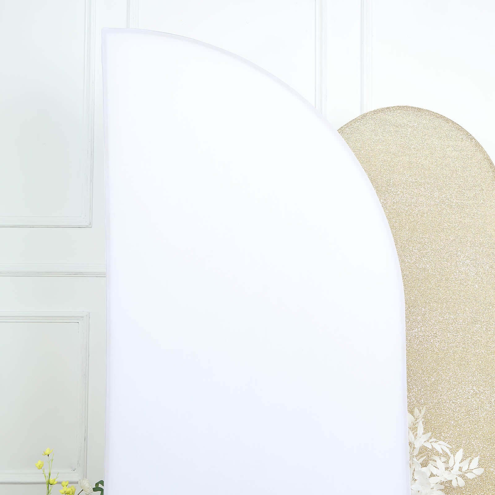 7ft Matte White Spandex Half Moon Chiara Backdrop Stand Cover, Custom Fitted Wedding Arch Cover