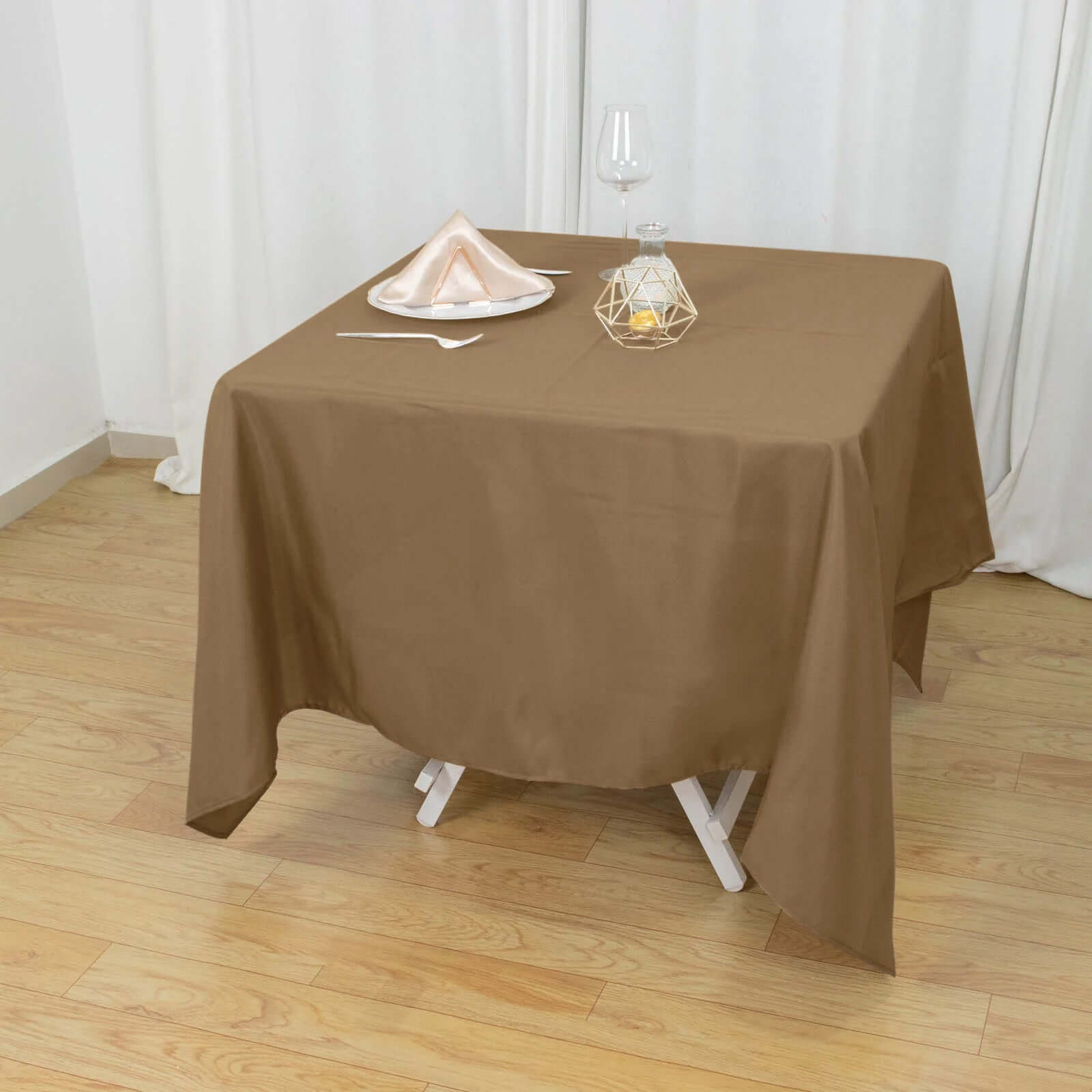 Polyester Square 70x70 Tablecloth Taupe - Wrinkle-Resistant & Durable Table Cover