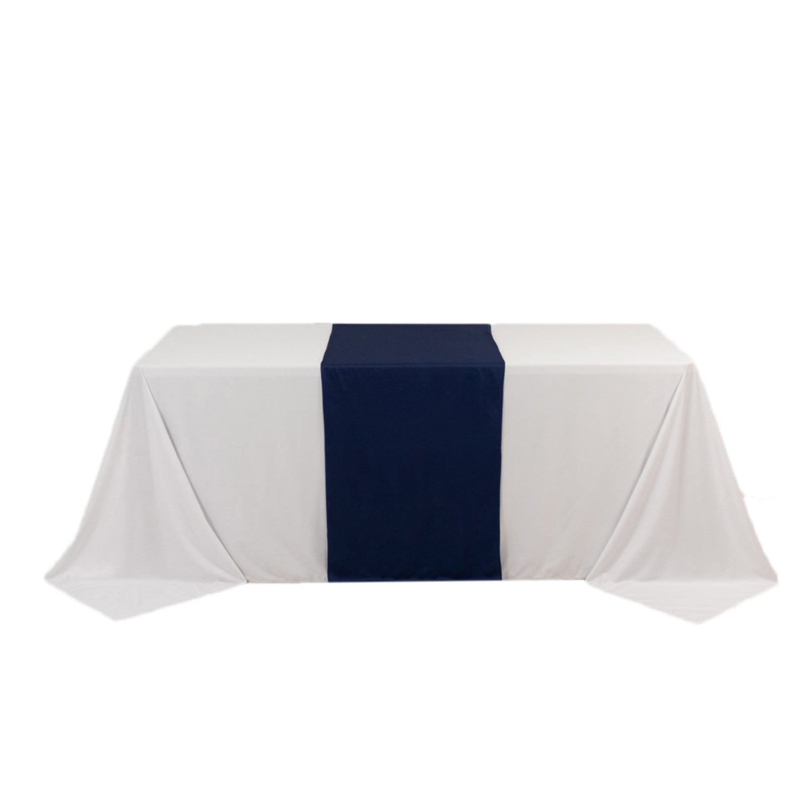 Wide Polyester 24x72 Table Runner Navy Blue - Durable Trade Show Table Linen