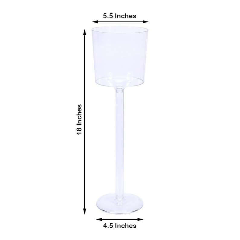 4-Pack Plastic Flower Vases Cylinder Wine Cup Design Clear - Fillable Long Stem Floral Centerpieces 18