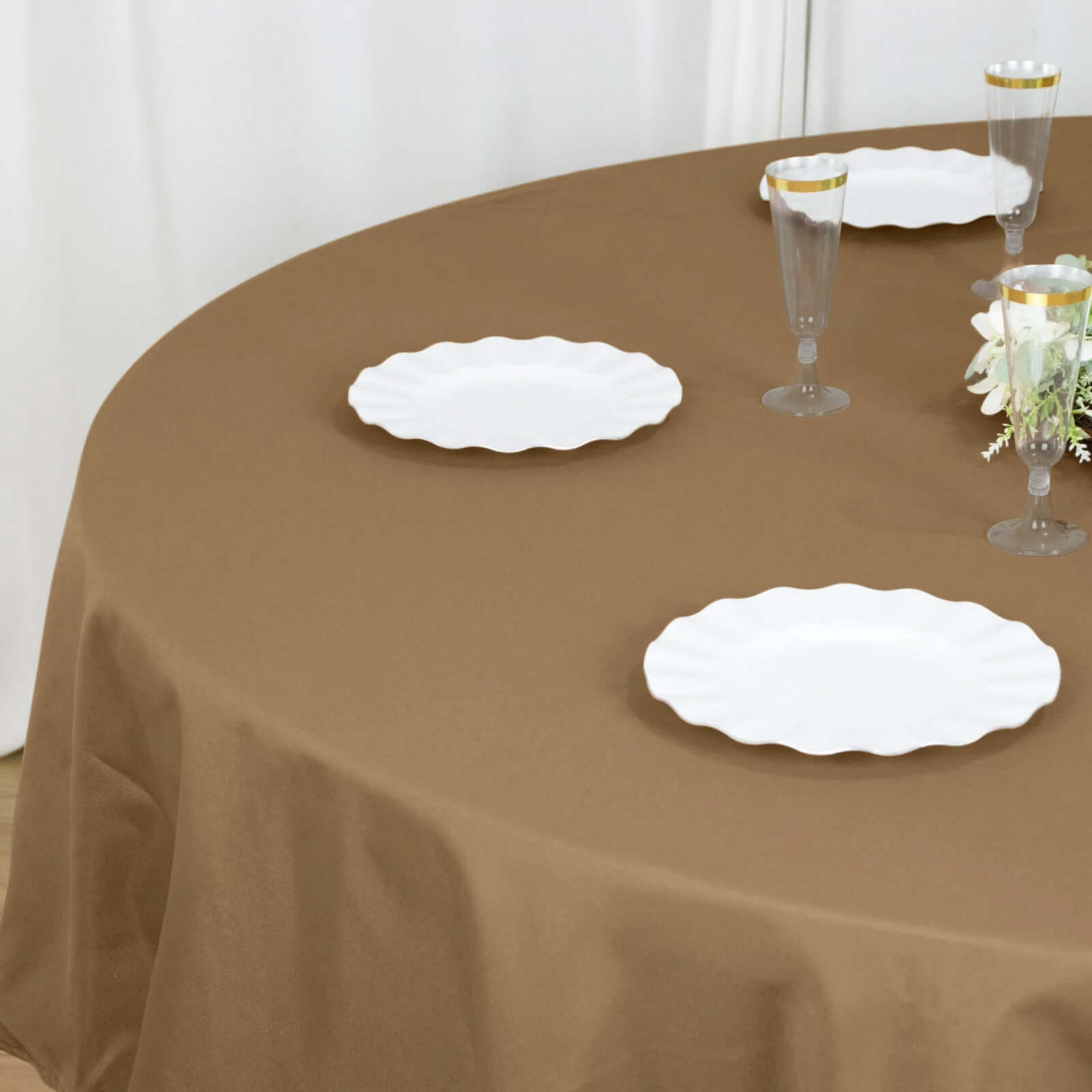 Polyester 90 Round Tablecloth Taupe - Stain & Wrinkle-Resistant Table Cover
