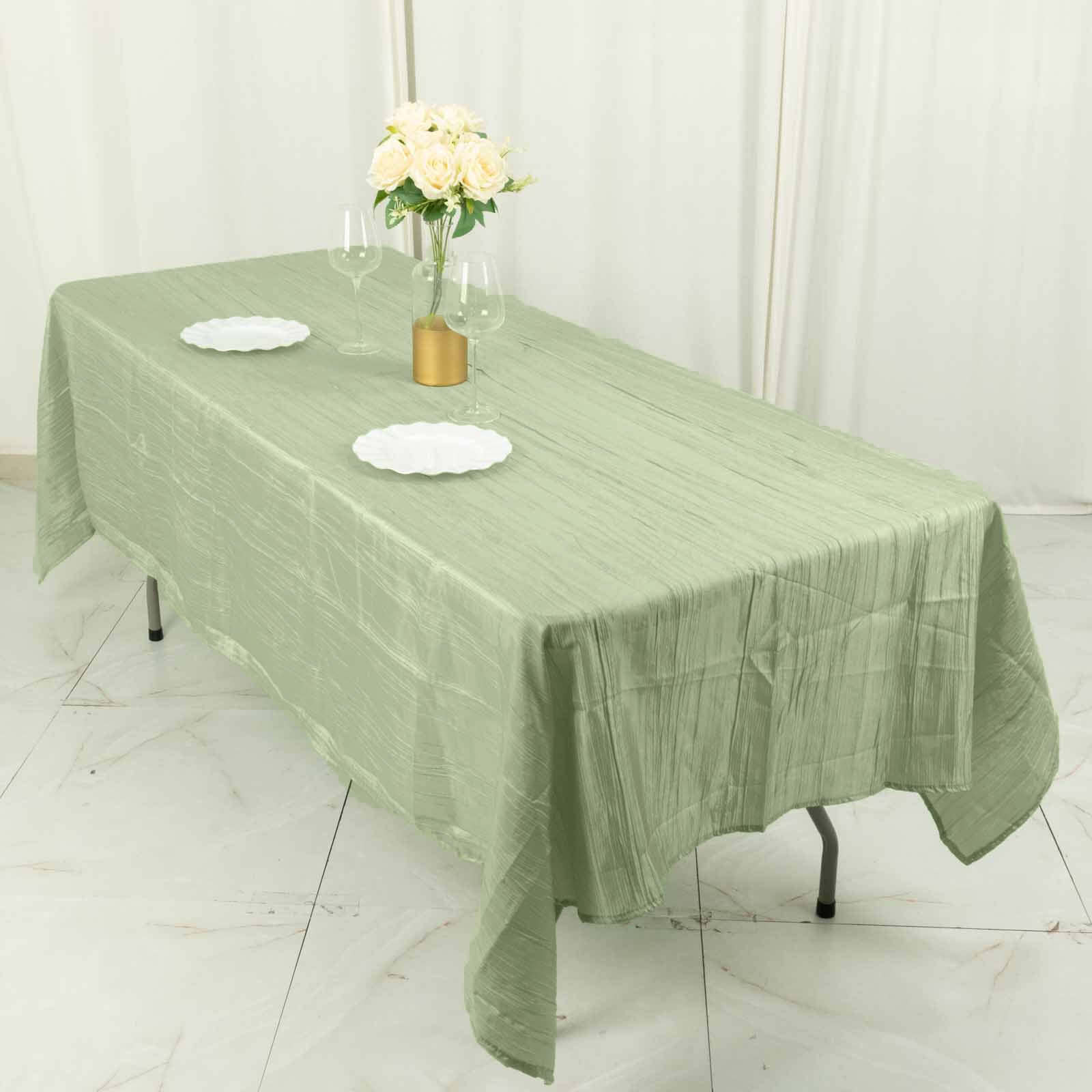 Taffeta 60x102 Rectangle Tablecloth Sage Green - Accordion Crinkle Table Cover