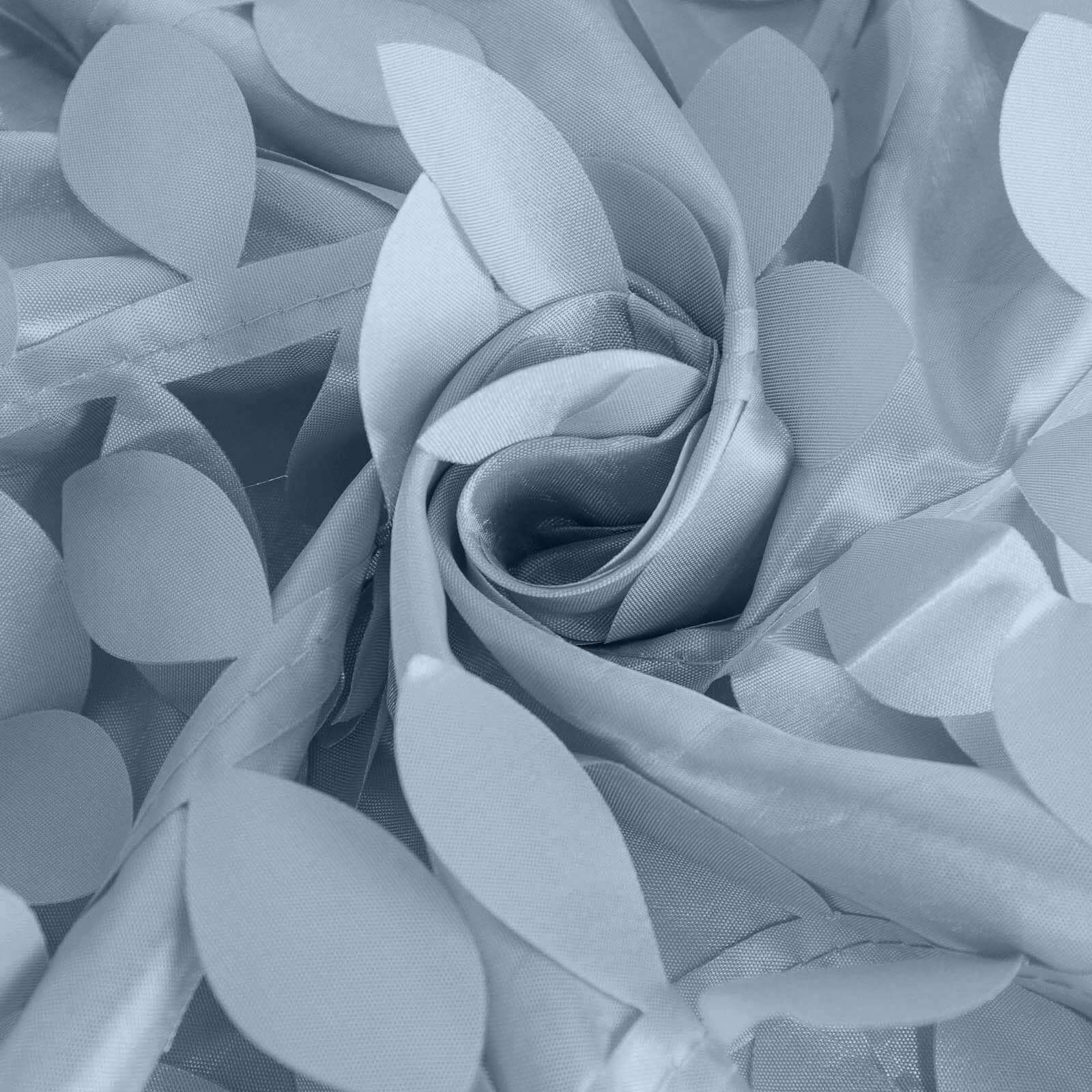 Taffeta 132 Round Tablecloth Dusty Blue | 3D Leaf Petal Design Seamless Table Cover