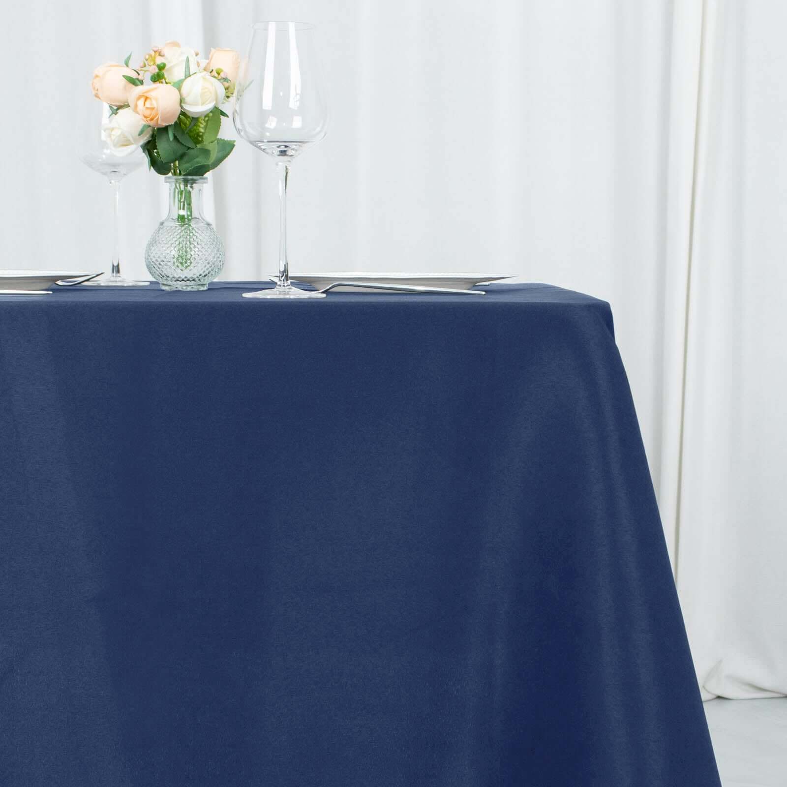 Premium Polyester Square Tablecloth 70x70 Navy Blue 220GSM Wrinkle-Resistant Table Cover