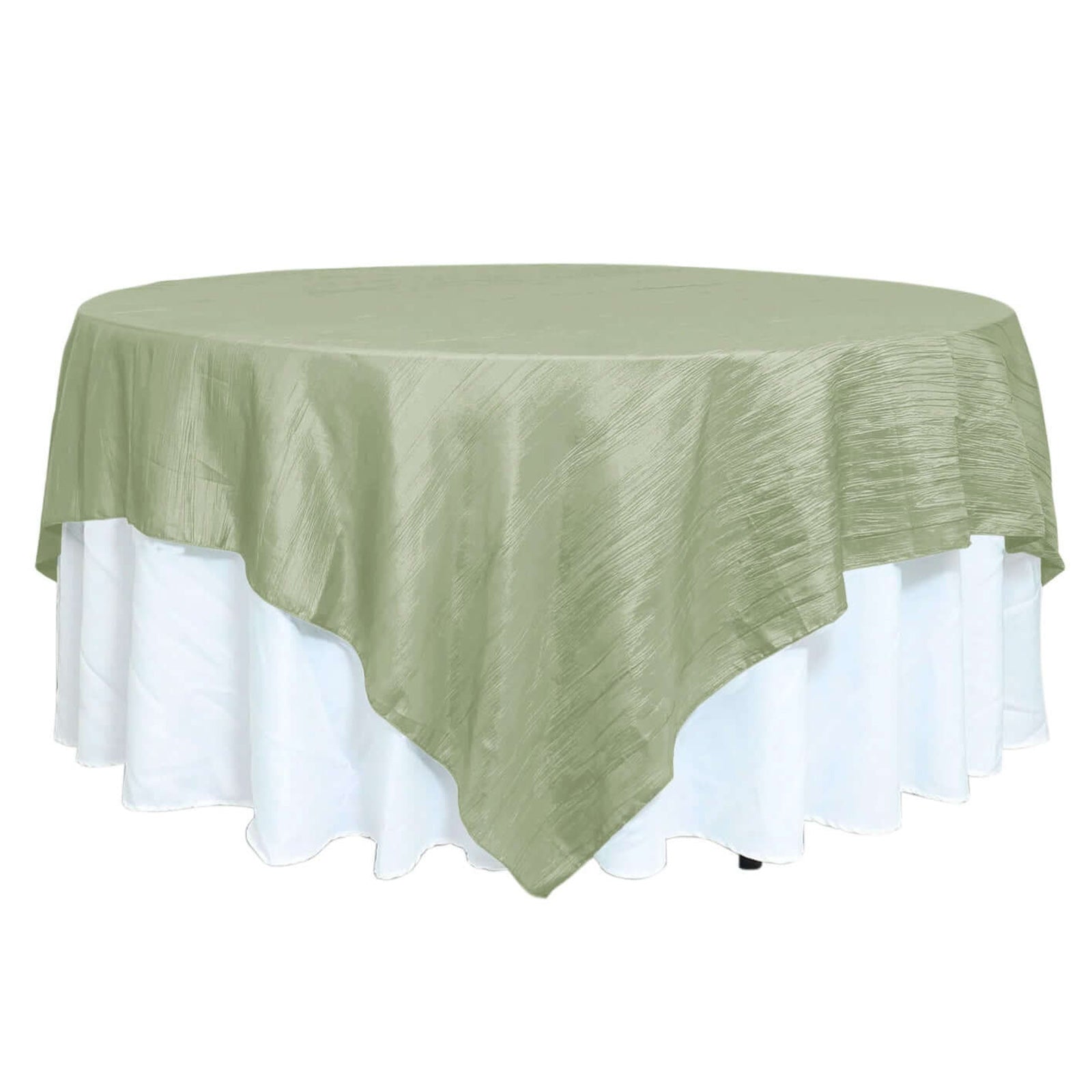 Taffeta 90x90 Table Overlay Square Tablecloth Sage Green - Accordion Crinkle Table Cover